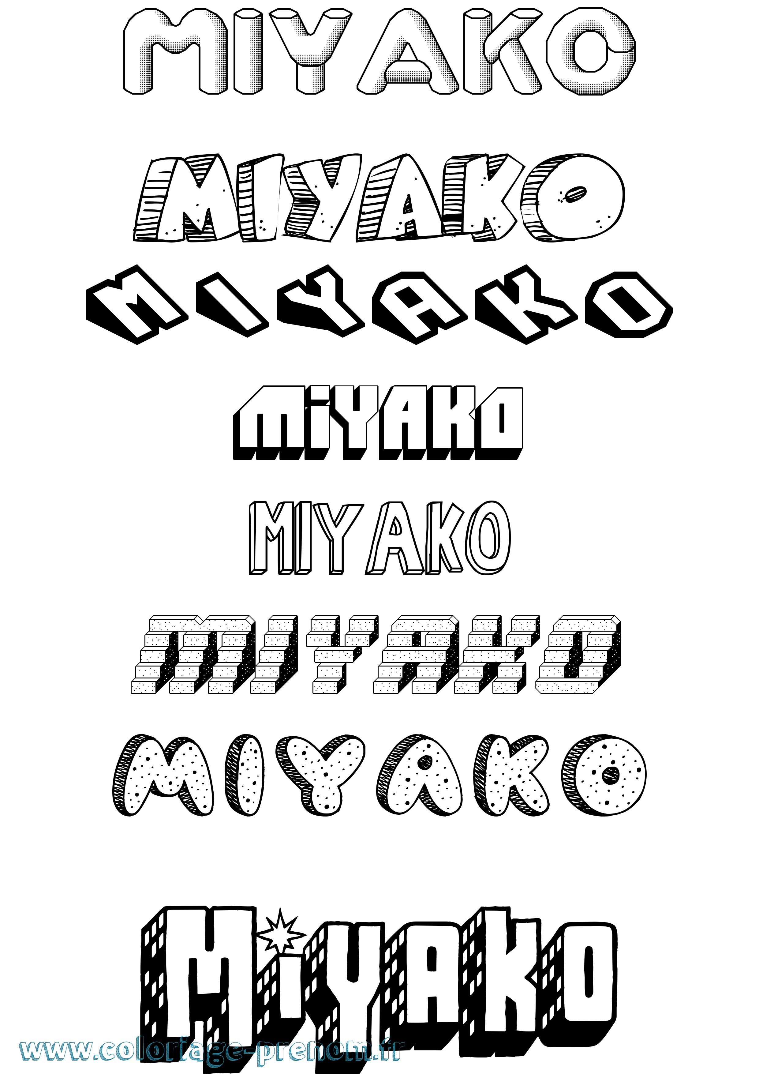 Coloriage Miyako Effet 3D Coloriage prénom Miyako Effet 3D
