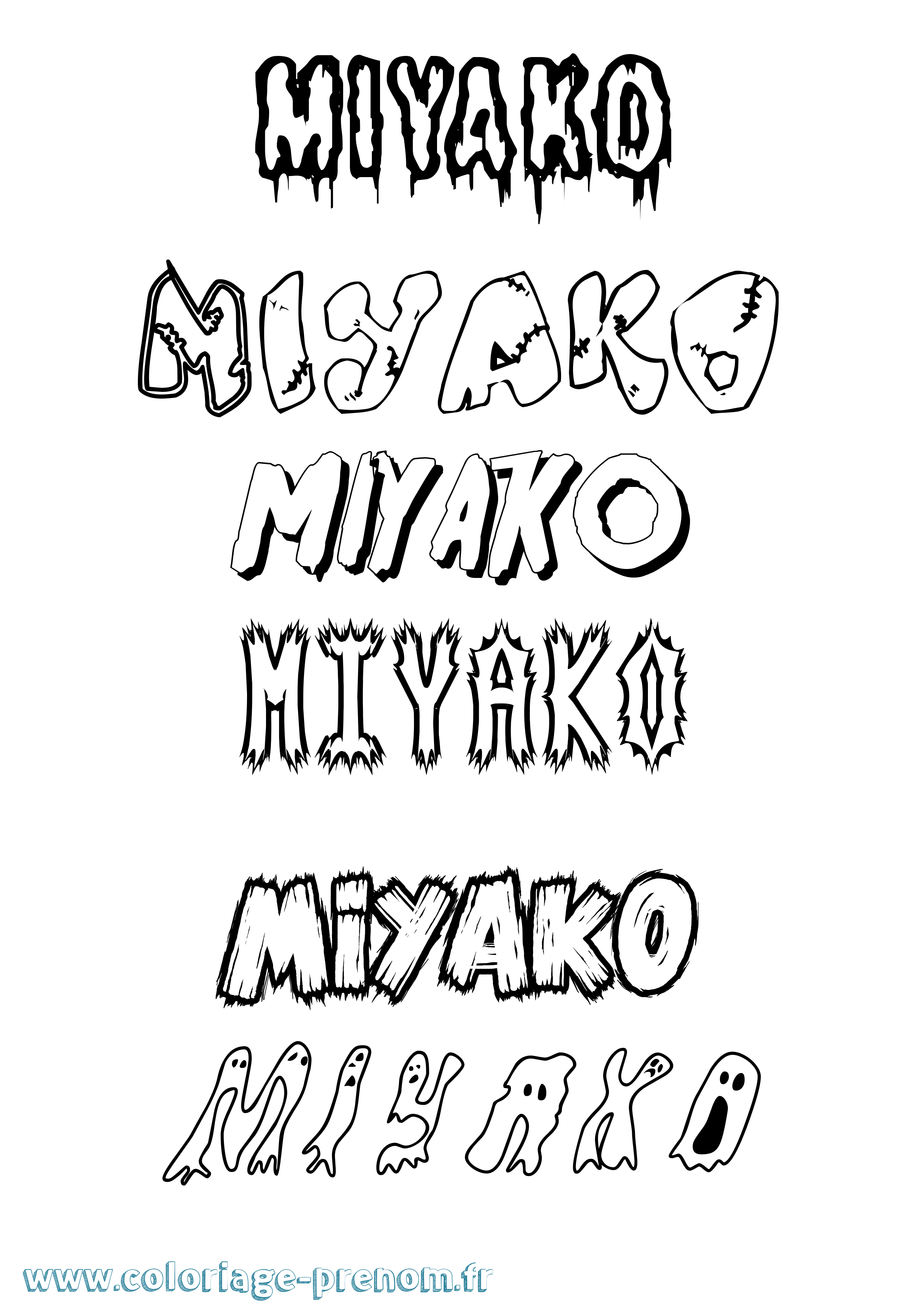 Coloriage Miyako Frisson Coloriage prénom Miyako Frisson