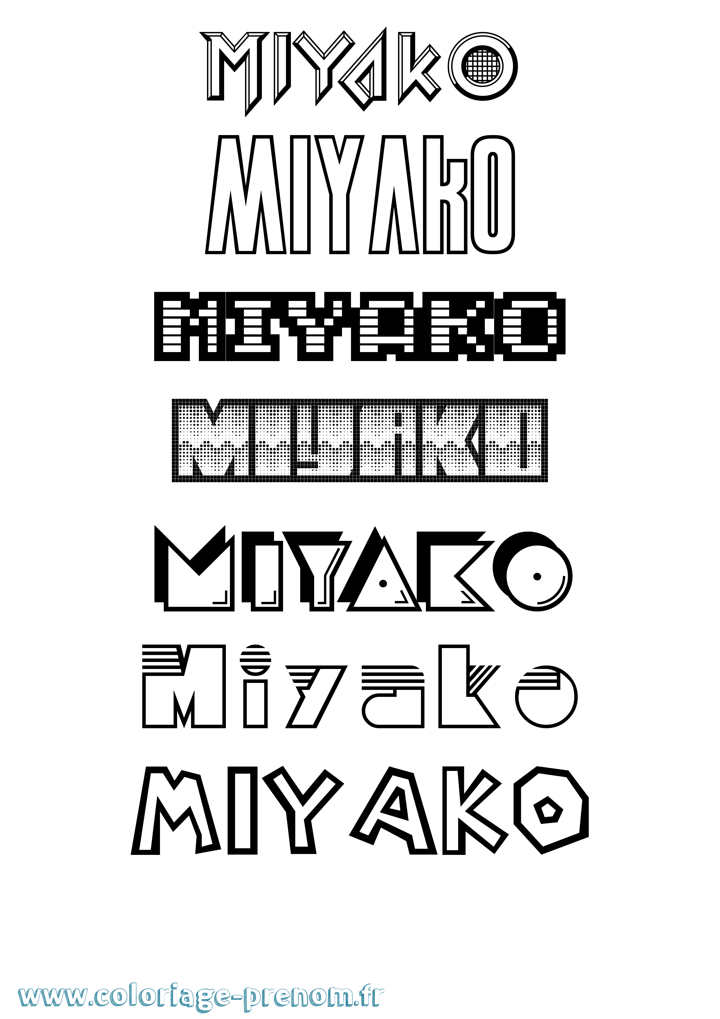 Coloriage Miyako Jeux Vidéos Coloriage prénom Miyako Jeux Vidéos