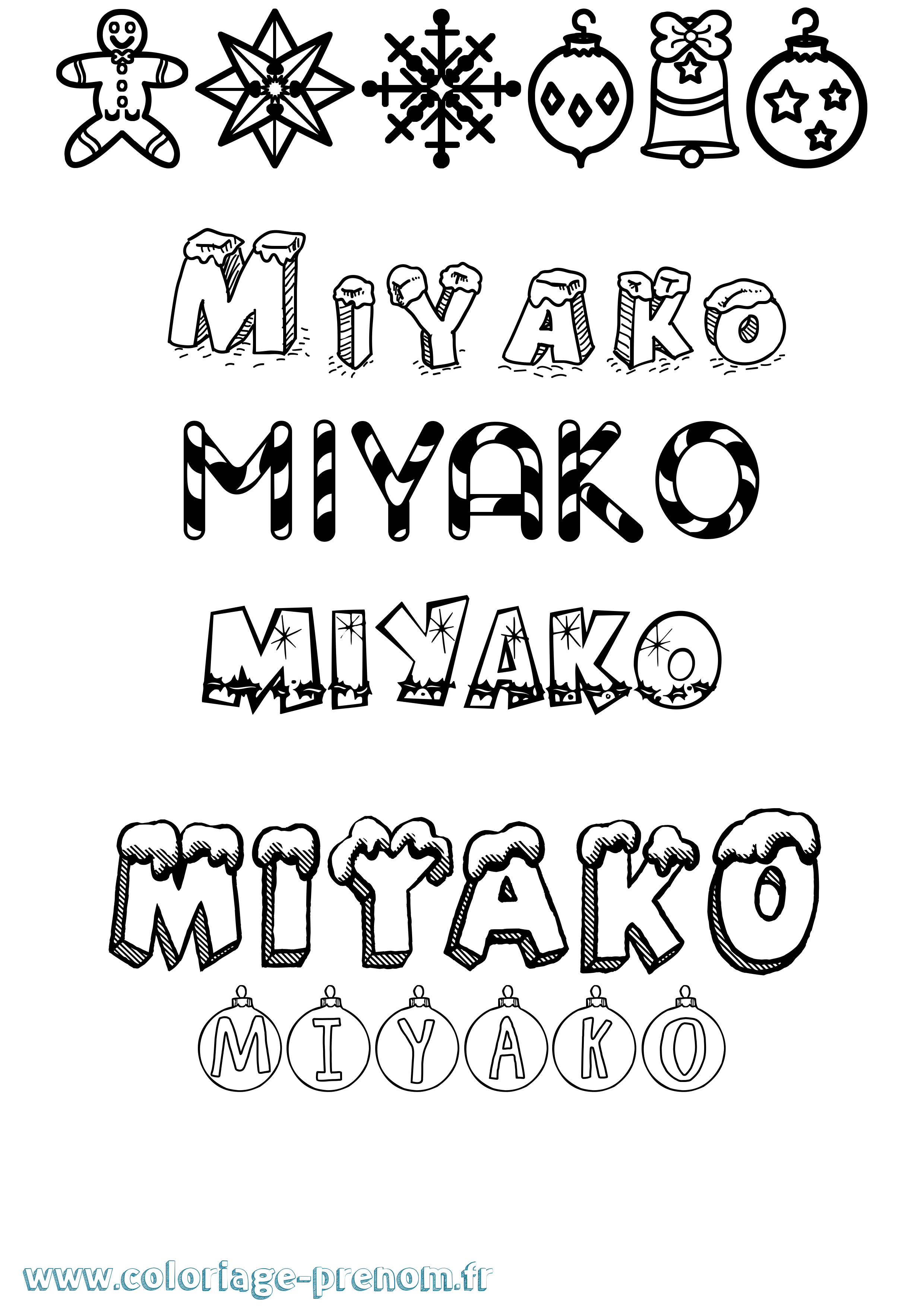 Coloriage Miyako Noël Coloriage prénom Miyako Noël