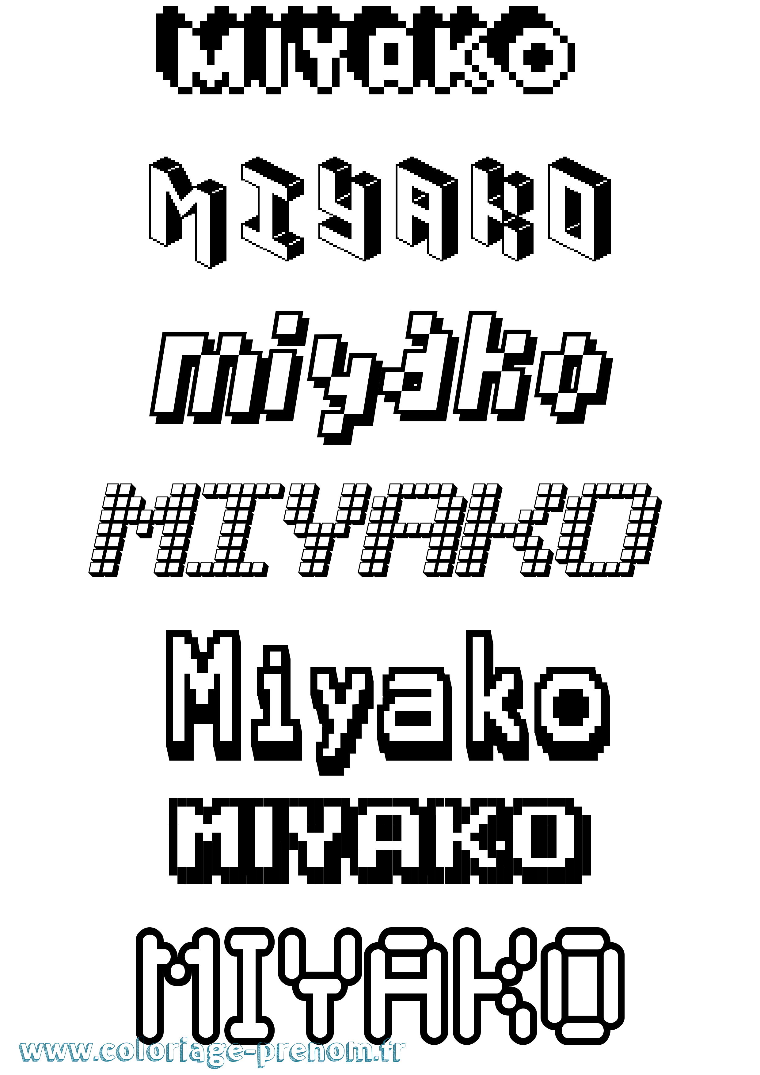 Coloriage Miyako Pixel Coloriage prénom Miyako Pixel
