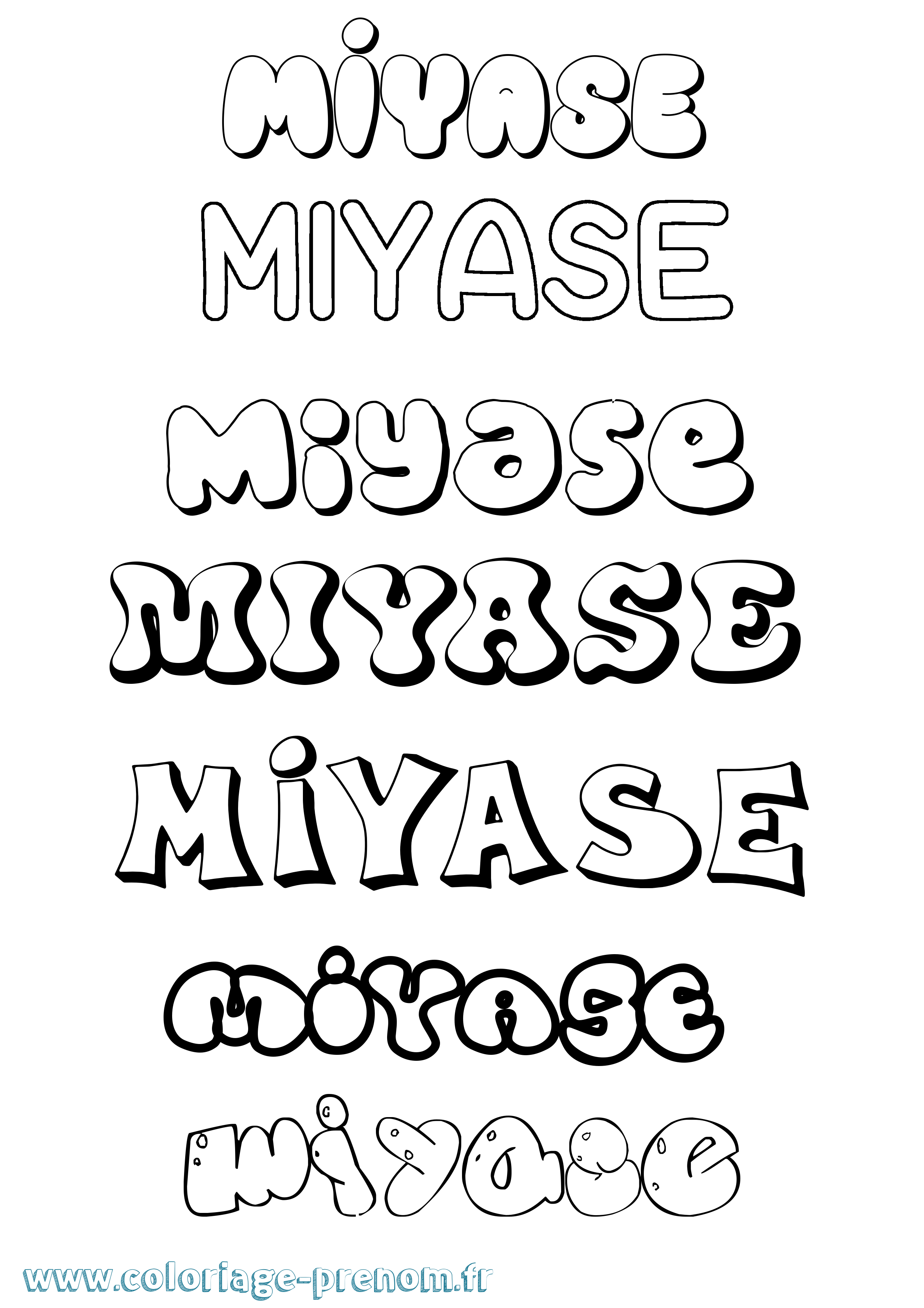 Coloriage Miyase Bubble Coloriage prénom Miyase Bubble