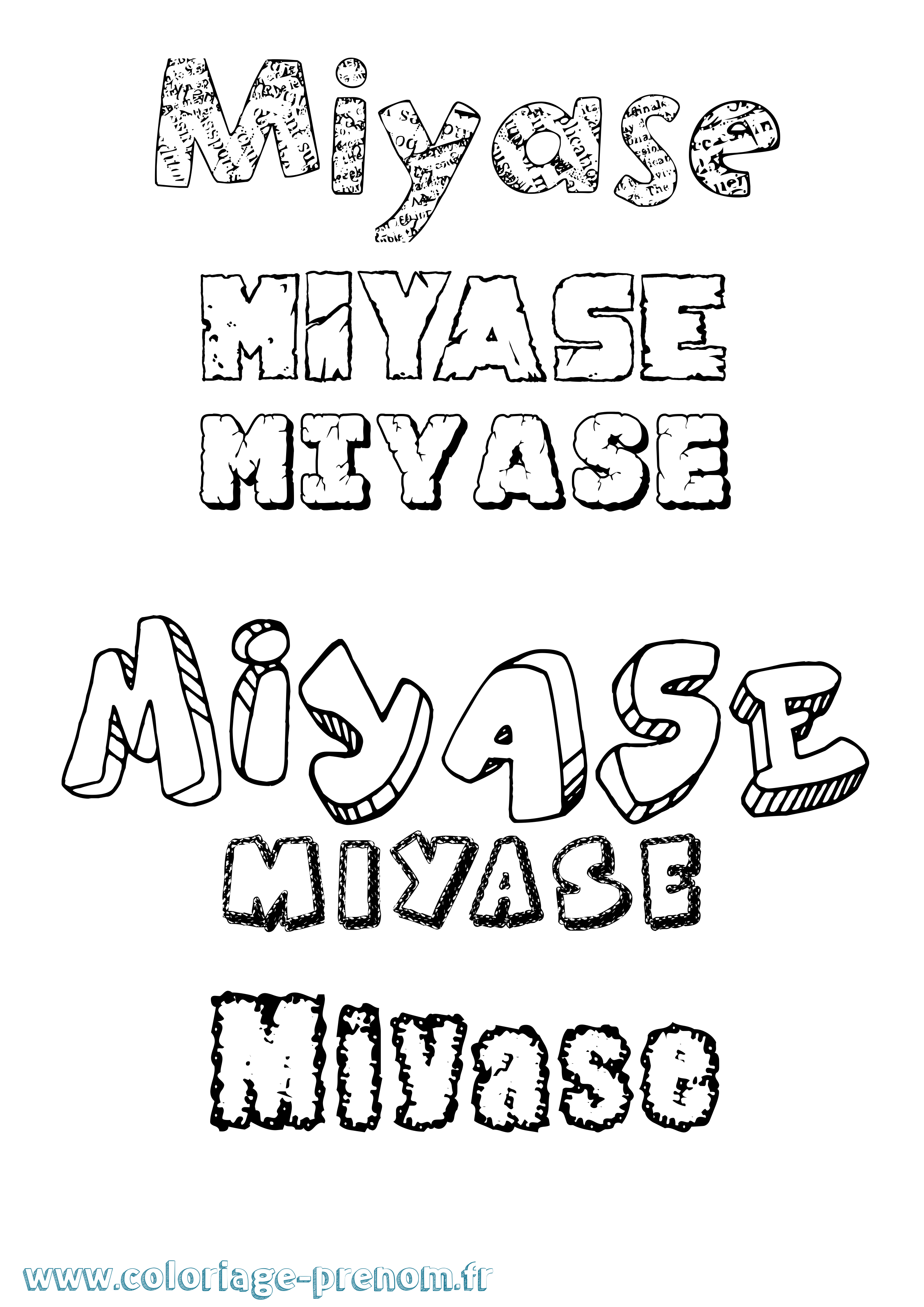 Coloriage Miyase Destructuré Coloriage prénom Miyase Destructuré