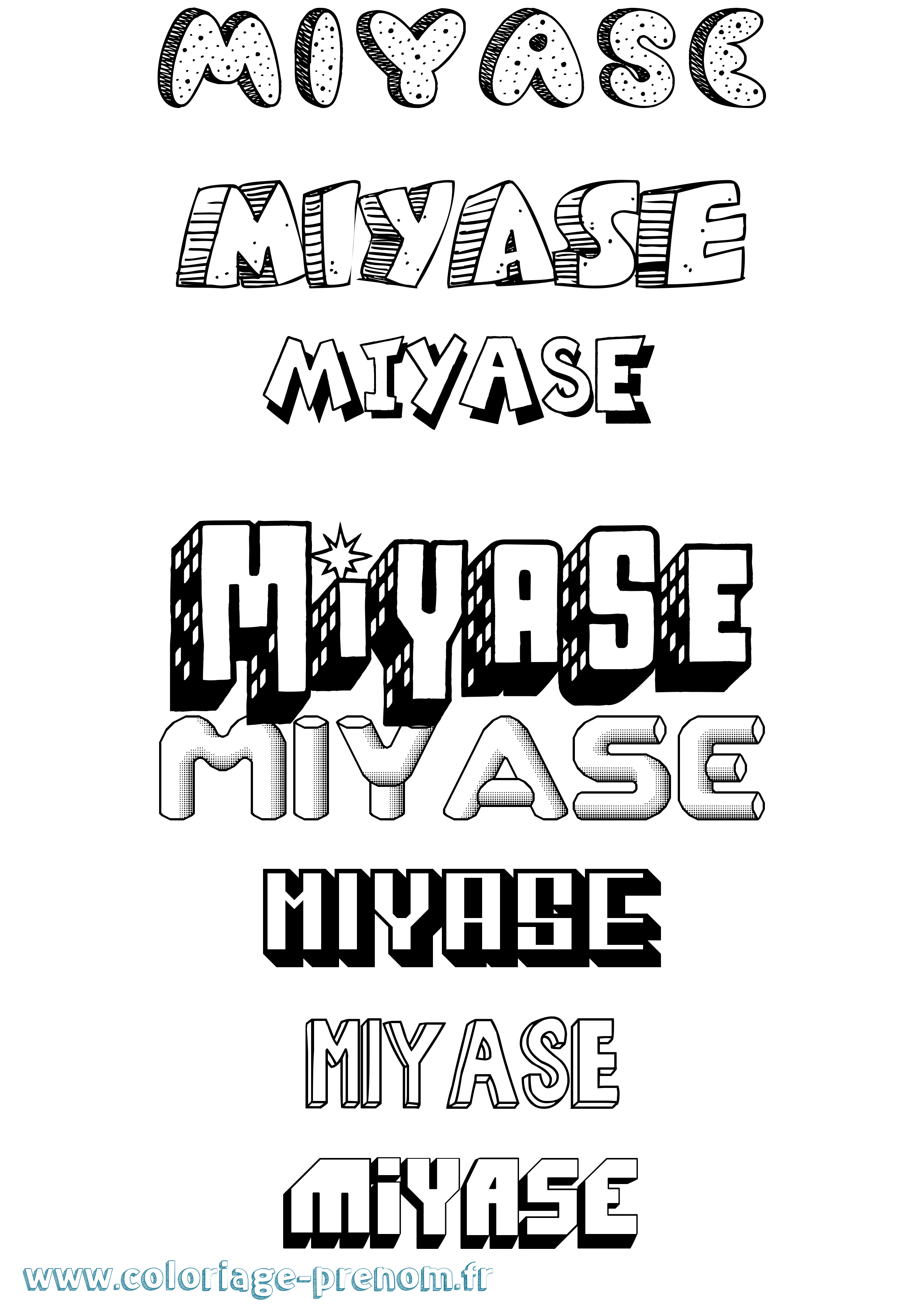 Coloriage Miyase Effet 3D Coloriage prénom Miyase Effet 3D