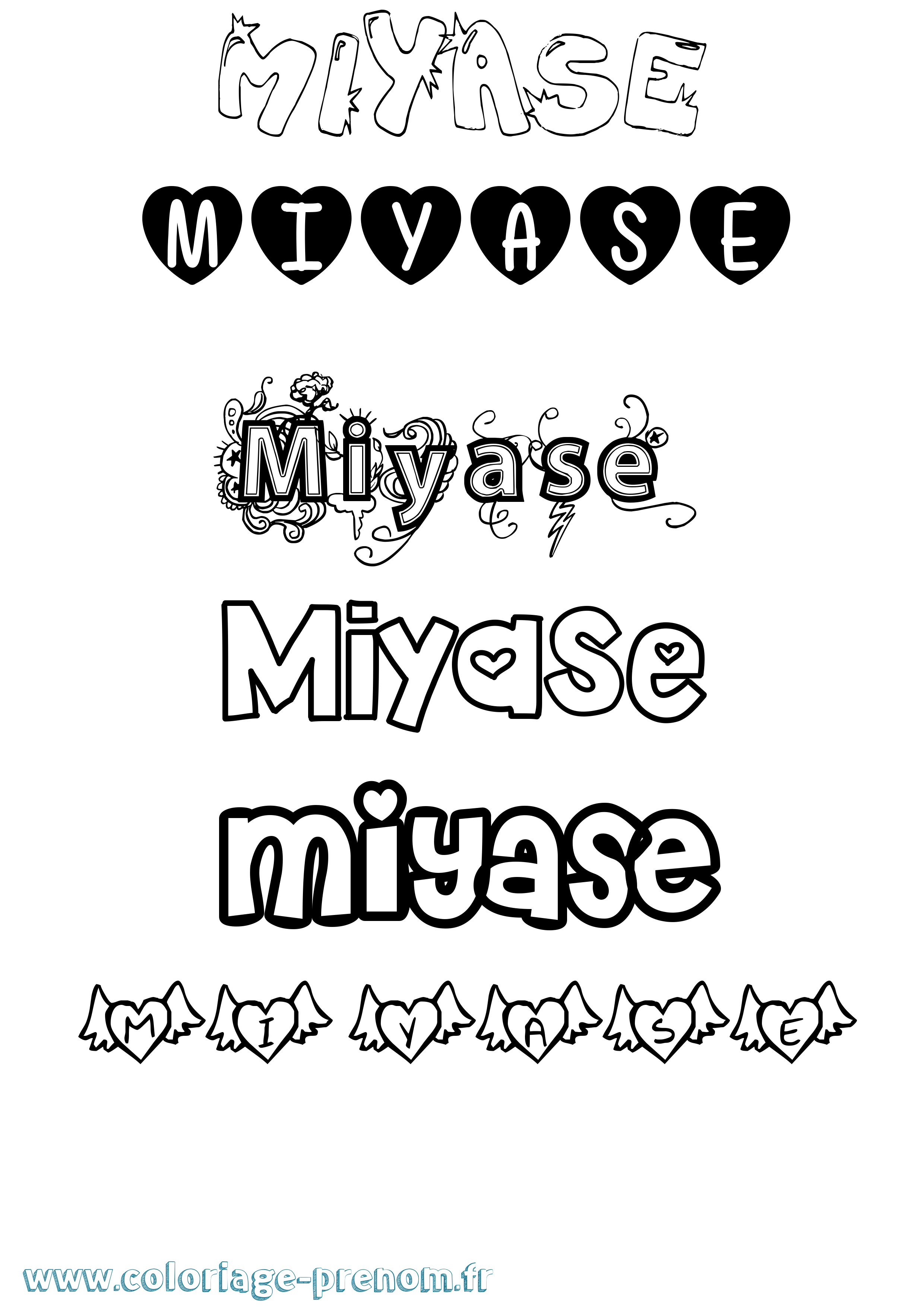 Coloriage Miyase Girly Coloriage prénom Miyase Girly