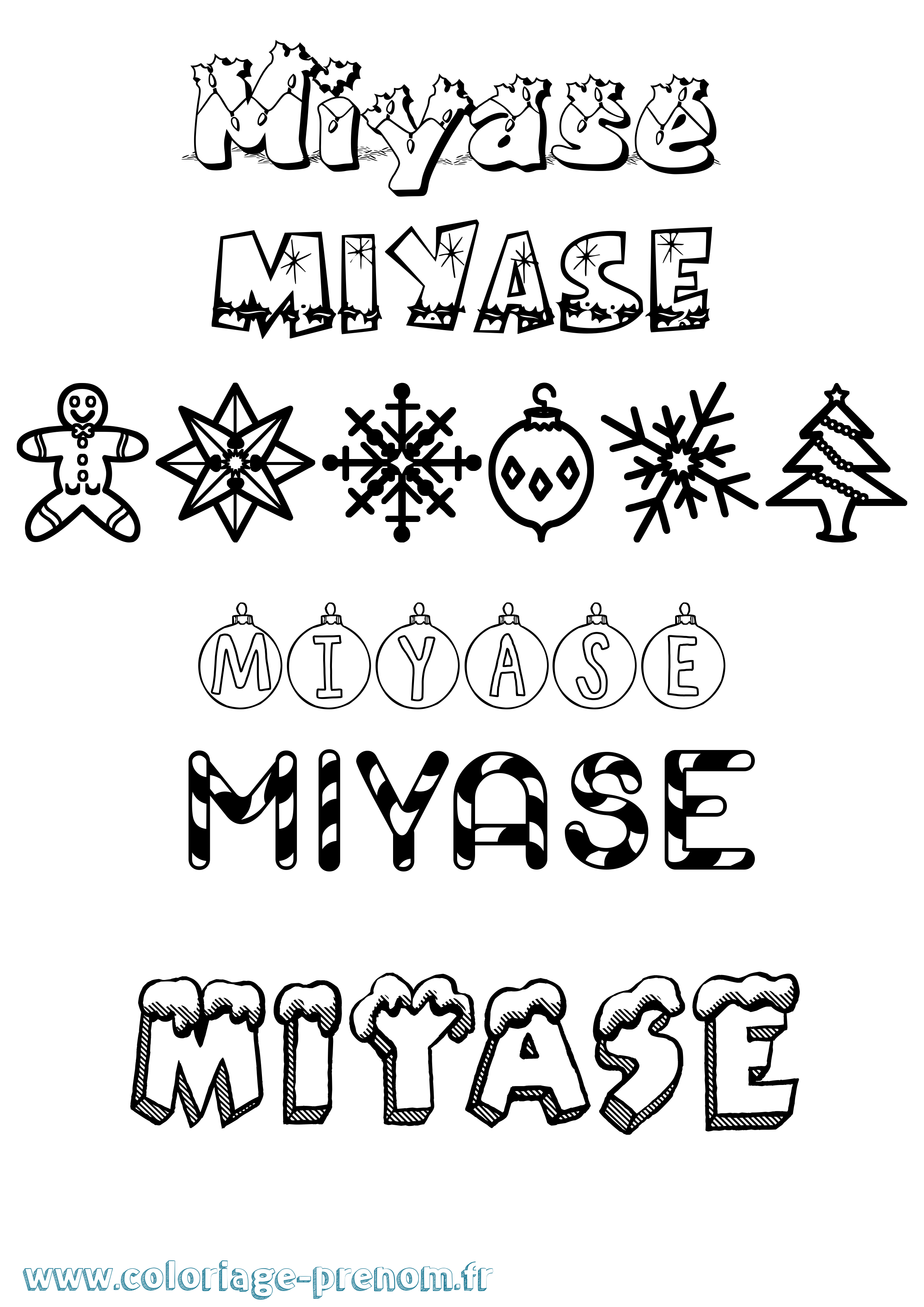 Coloriage Miyase Noël Coloriage prénom Miyase Noël