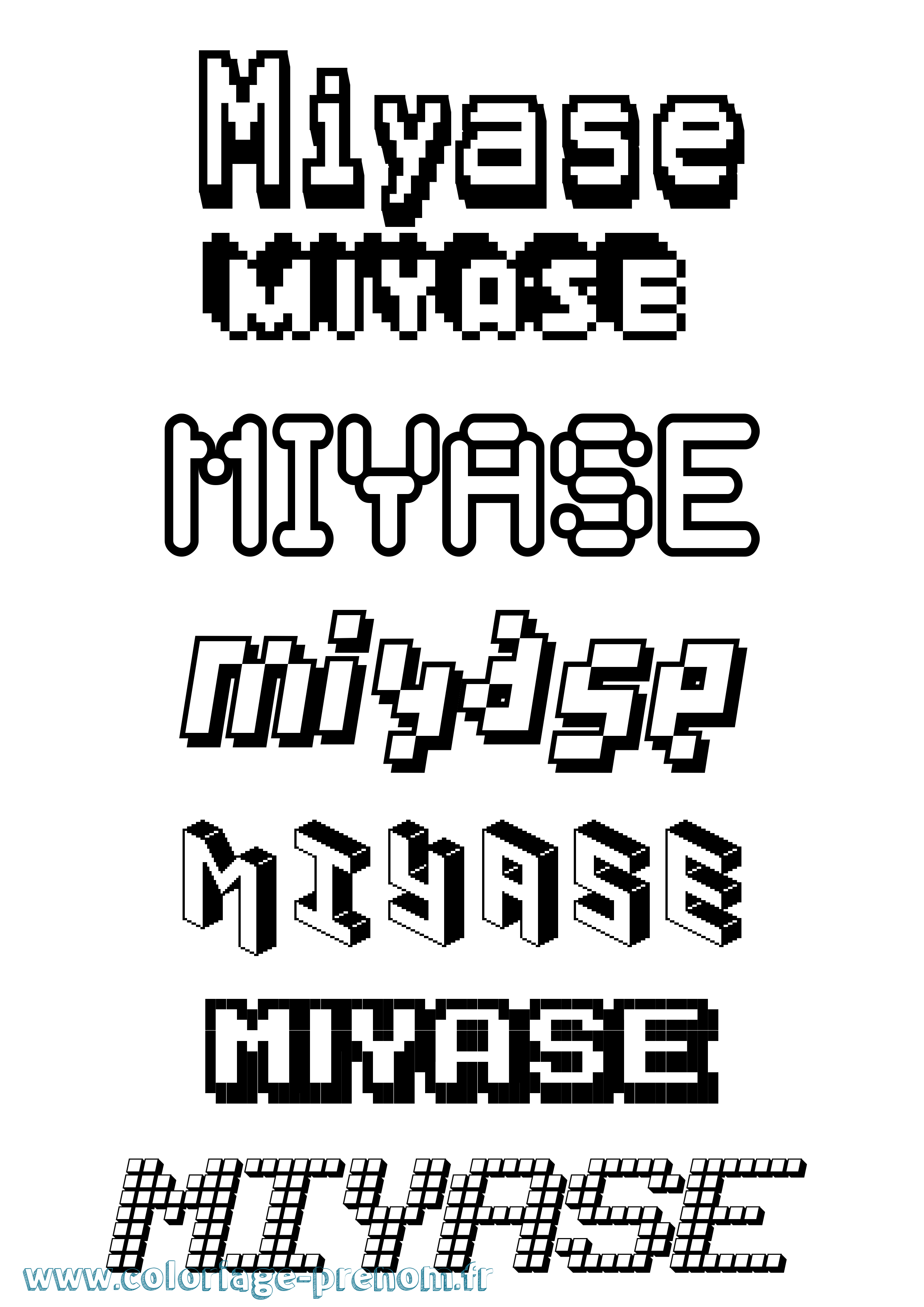 Coloriage Miyase Pixel Coloriage prénom Miyase Pixel