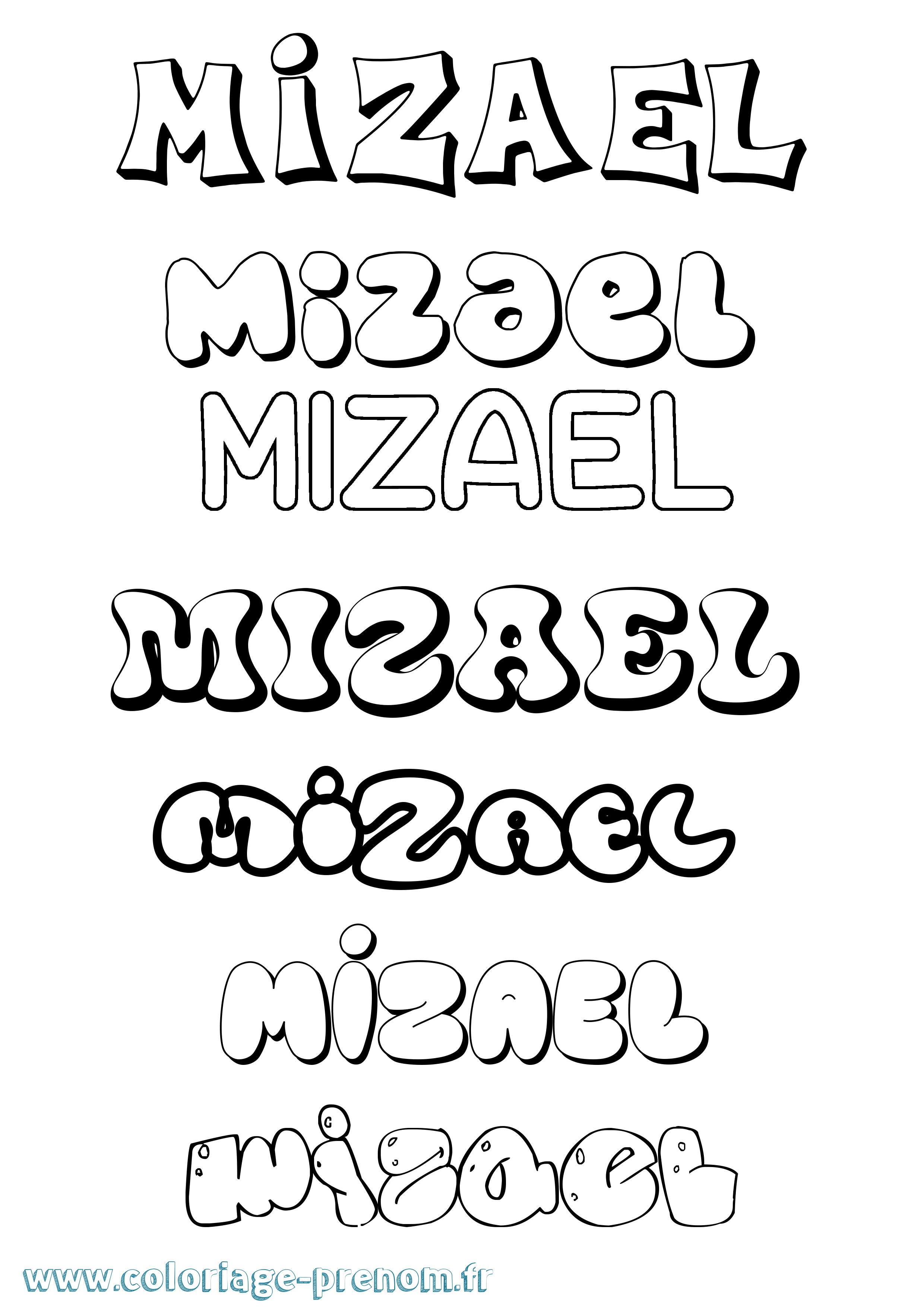 Coloriage Mizael Bubble Coloriage prénom Mizael Bubble
