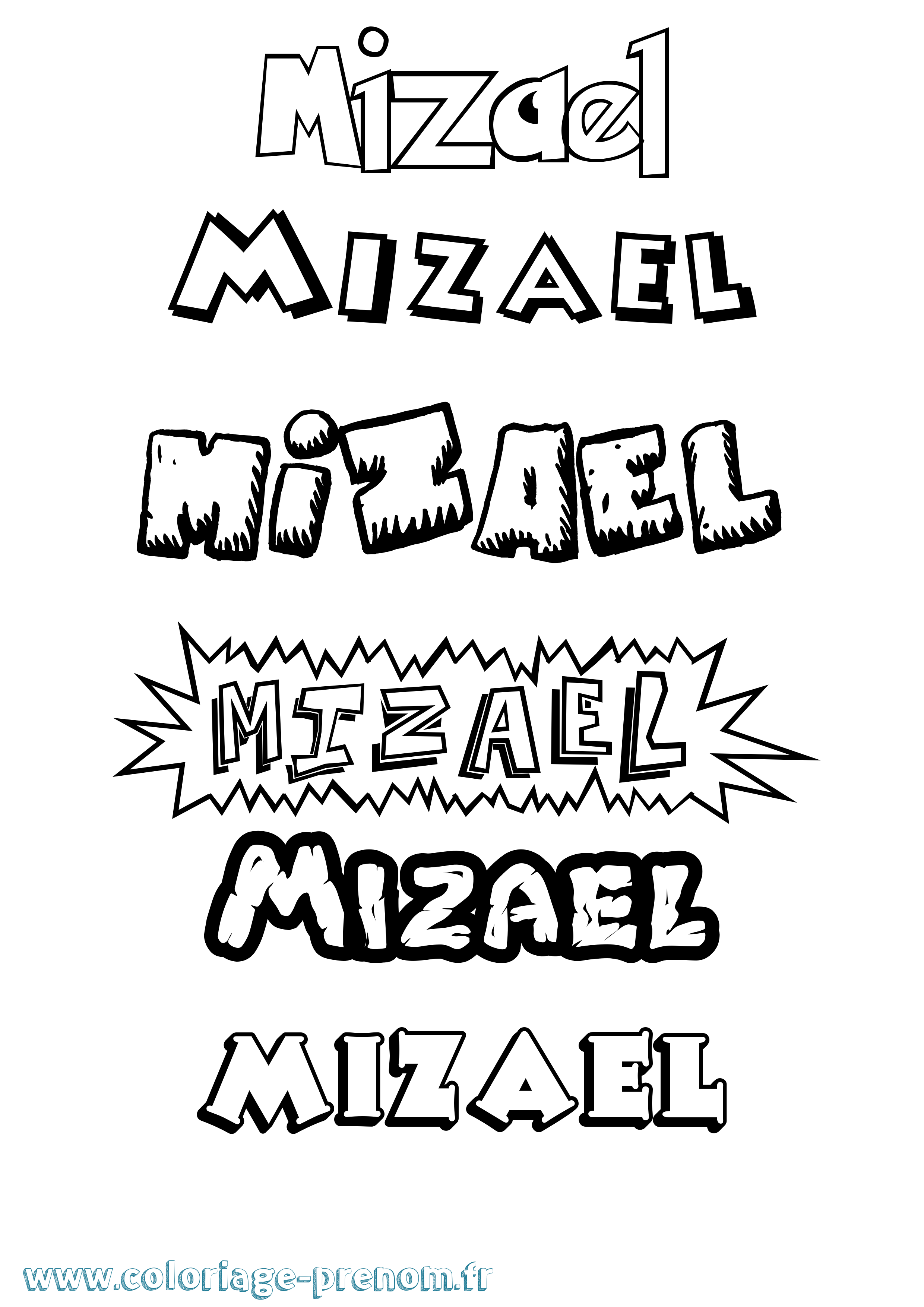 Coloriage Mizael Dessin Animé Coloriage prénom Mizael Dessin Animé