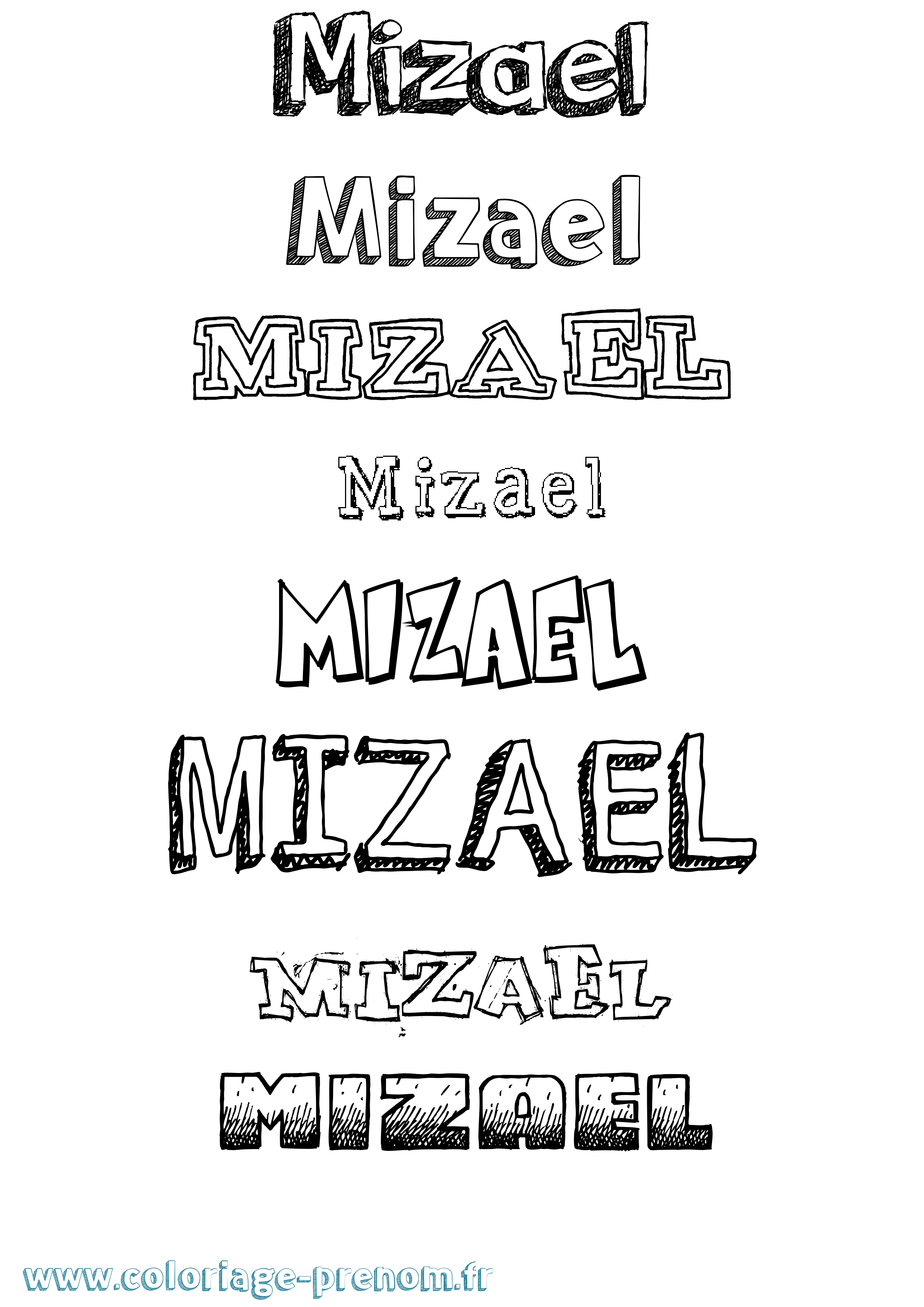Coloriage Mizael Dessiné Coloriage prénom Mizael Dessiné