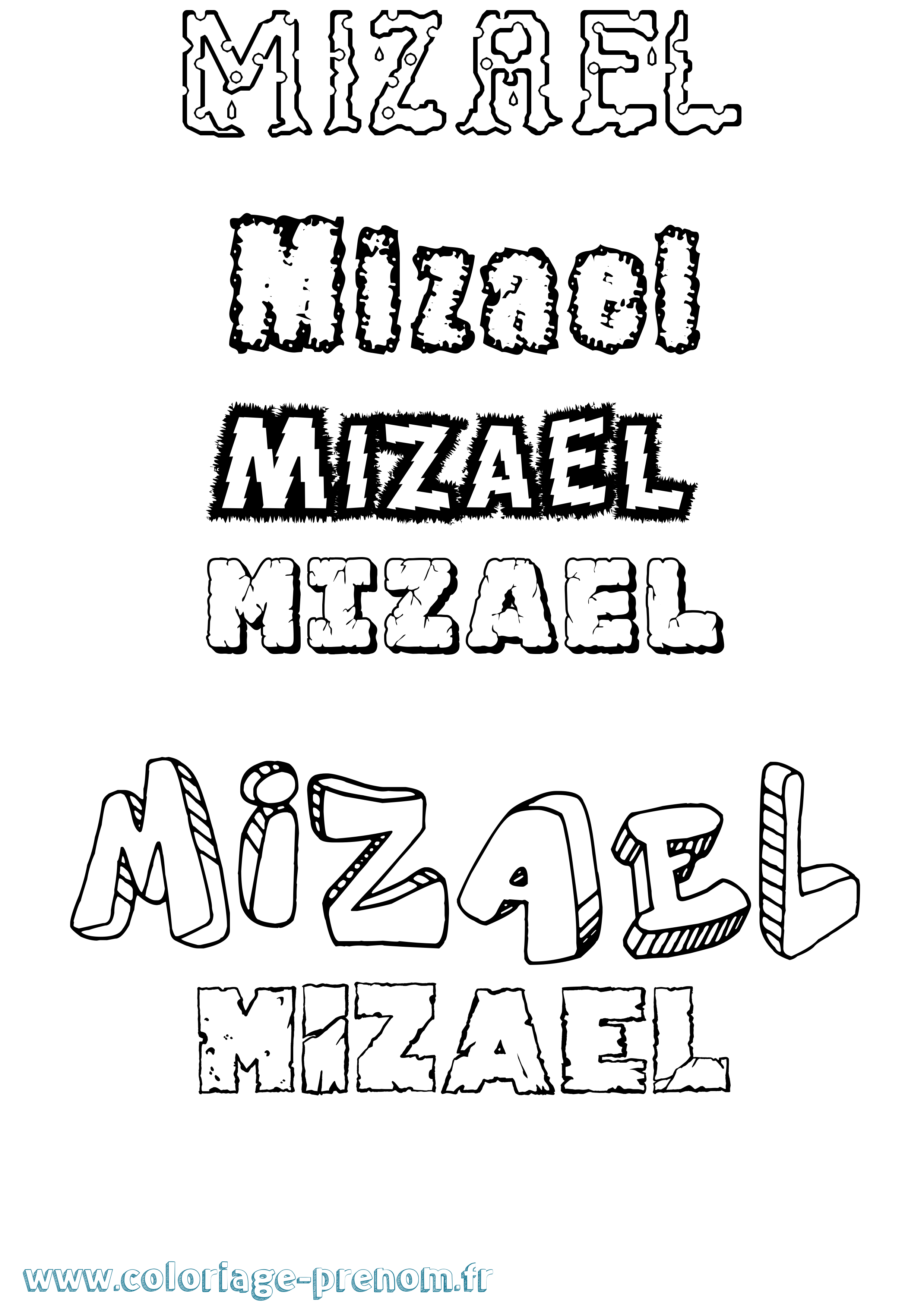 Coloriage Mizael Destructuré Coloriage prénom Mizael Destructuré