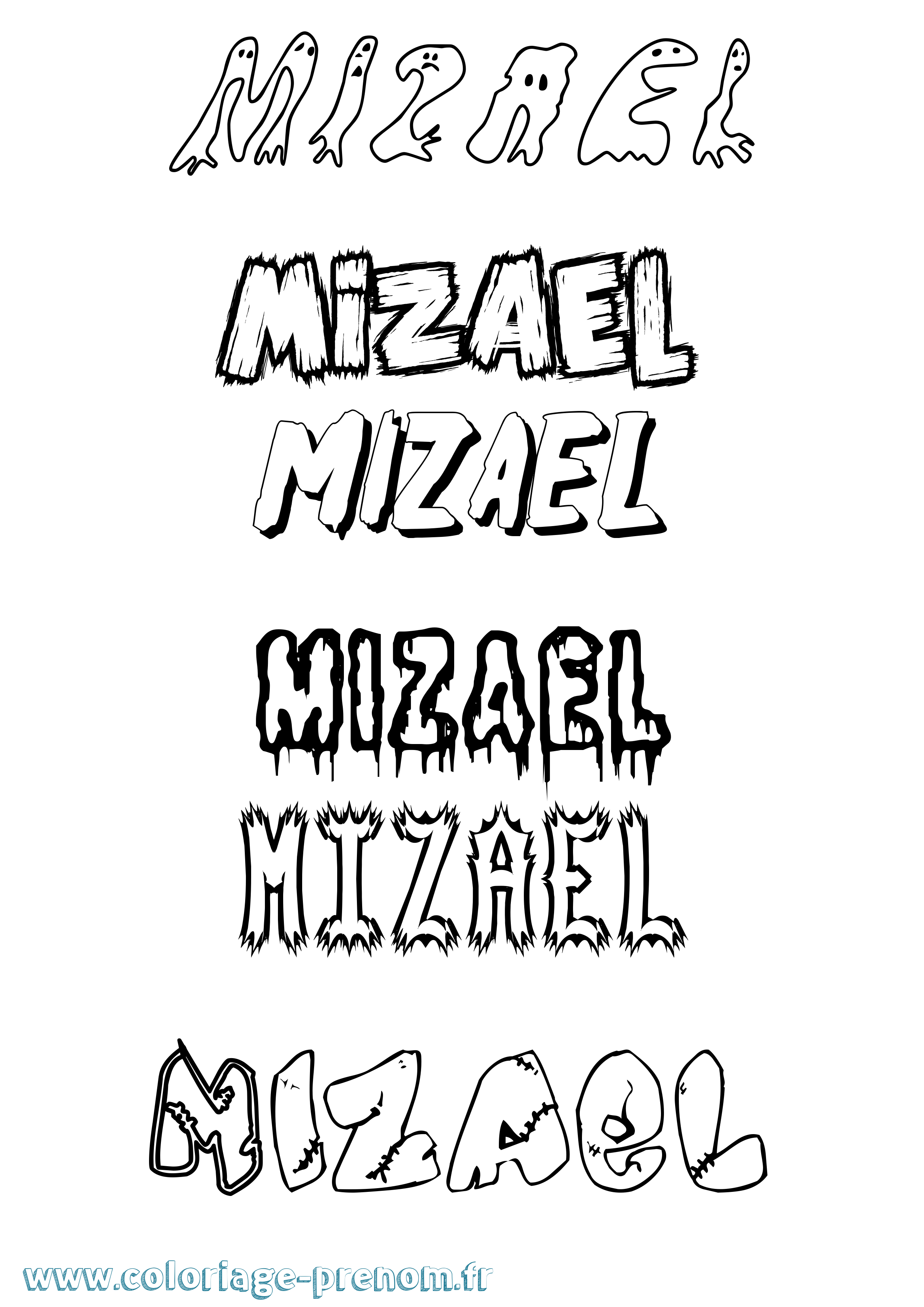 Coloriage Mizael Frisson Coloriage prénom Mizael Frisson