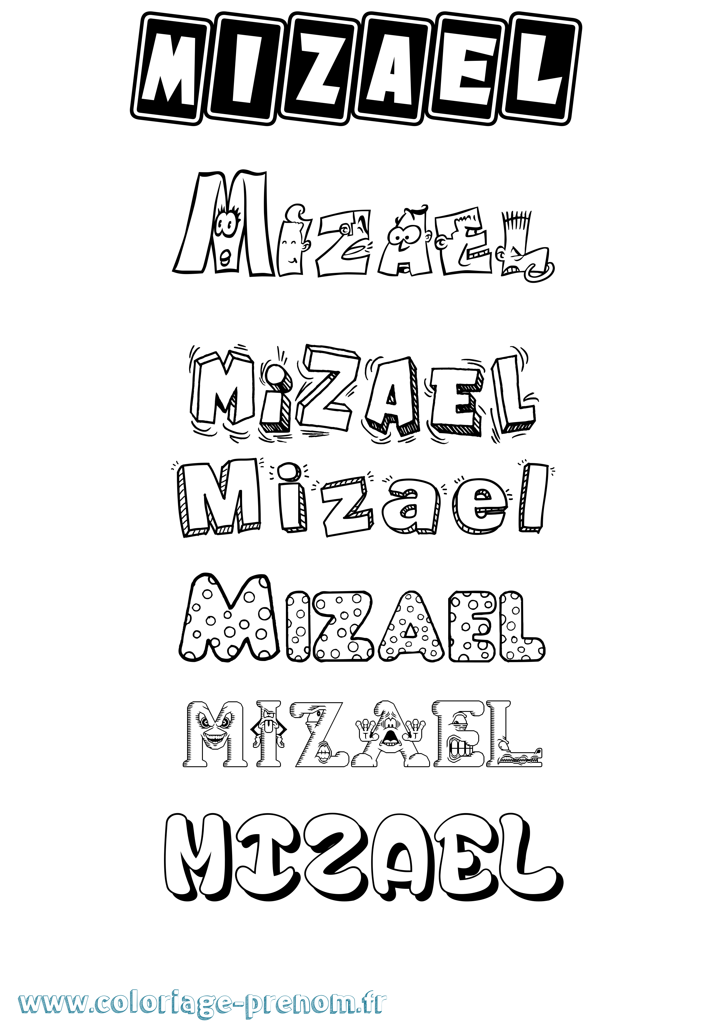 Coloriage Mizael Fun Coloriage prénom Mizael Fun
