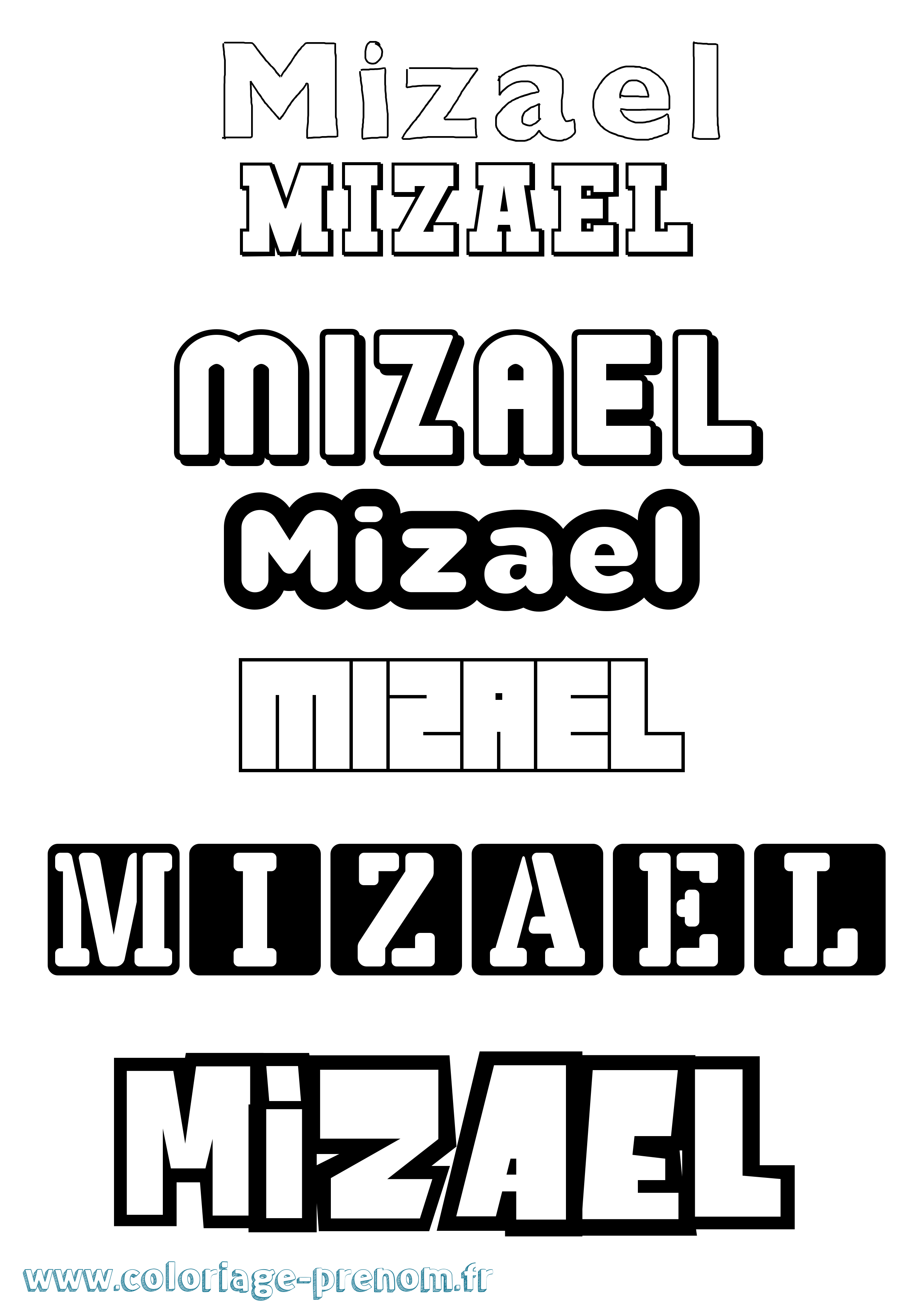 Coloriage Mizael Simple Coloriage prénom Mizael Simple