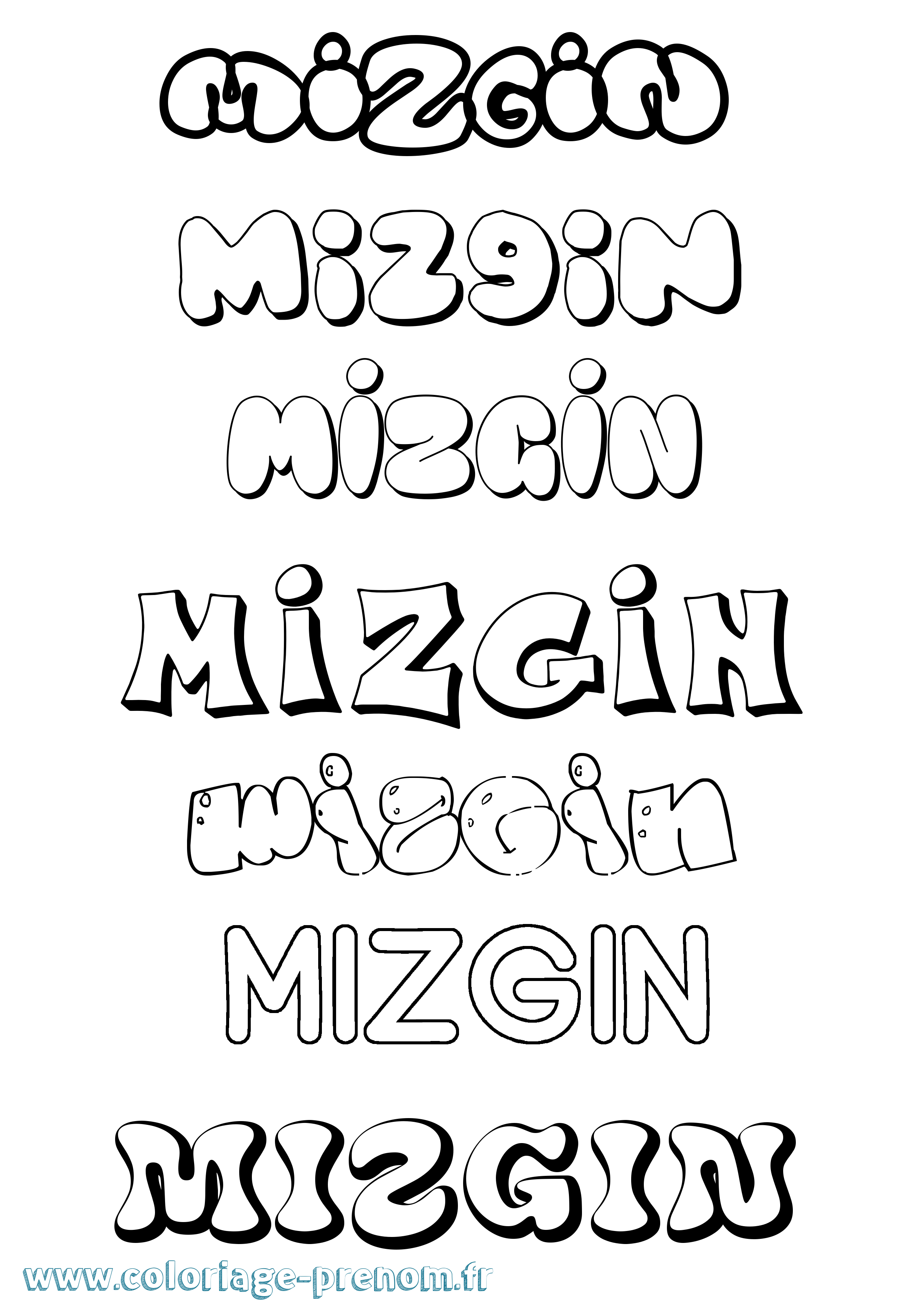 Coloriage Mizgin Bubble Coloriage prénom Mizgin Bubble