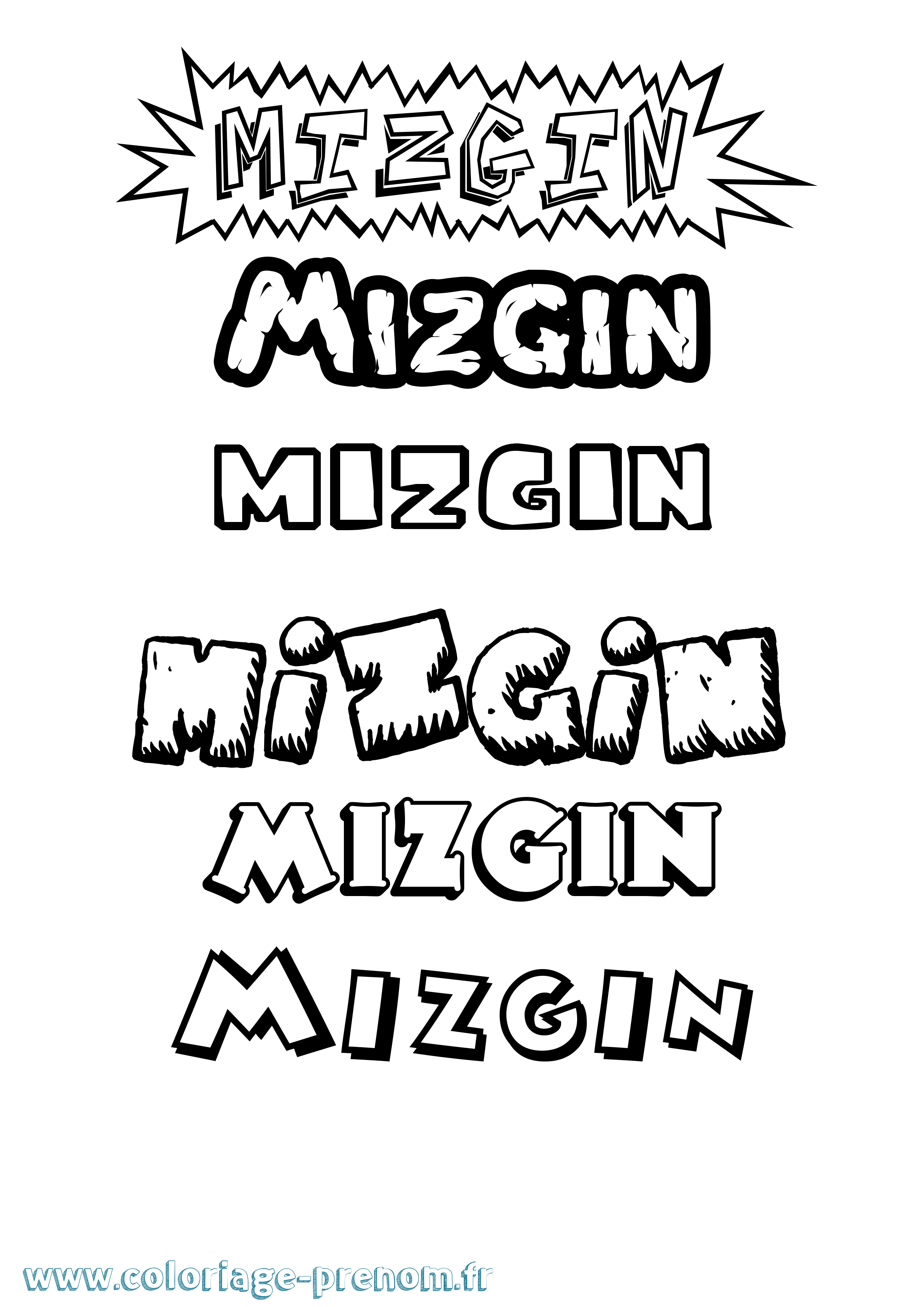 Coloriage Mizgin Dessin Animé Coloriage prénom Mizgin Dessin Animé