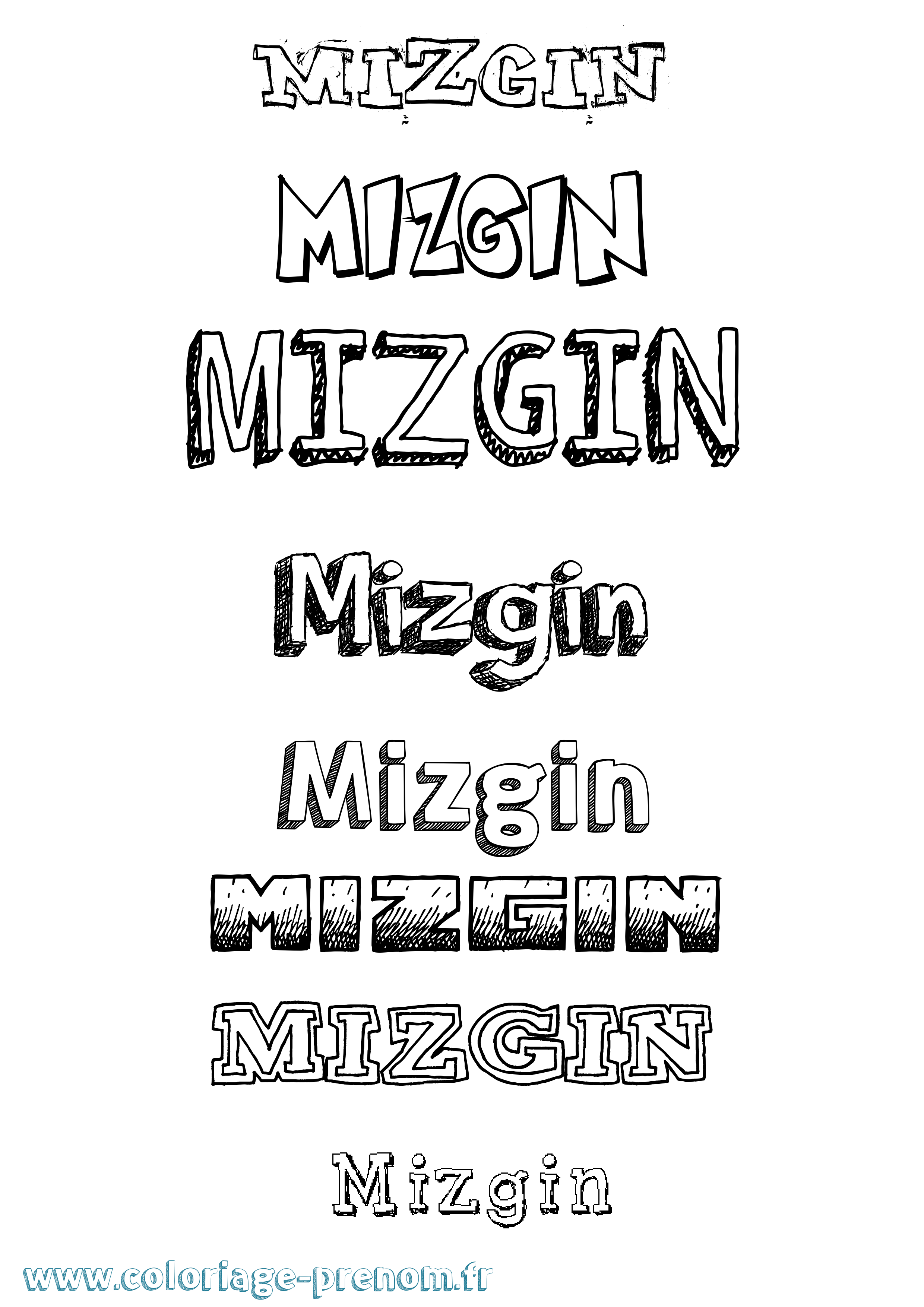 Coloriage Mizgin Dessiné Coloriage prénom Mizgin Dessiné