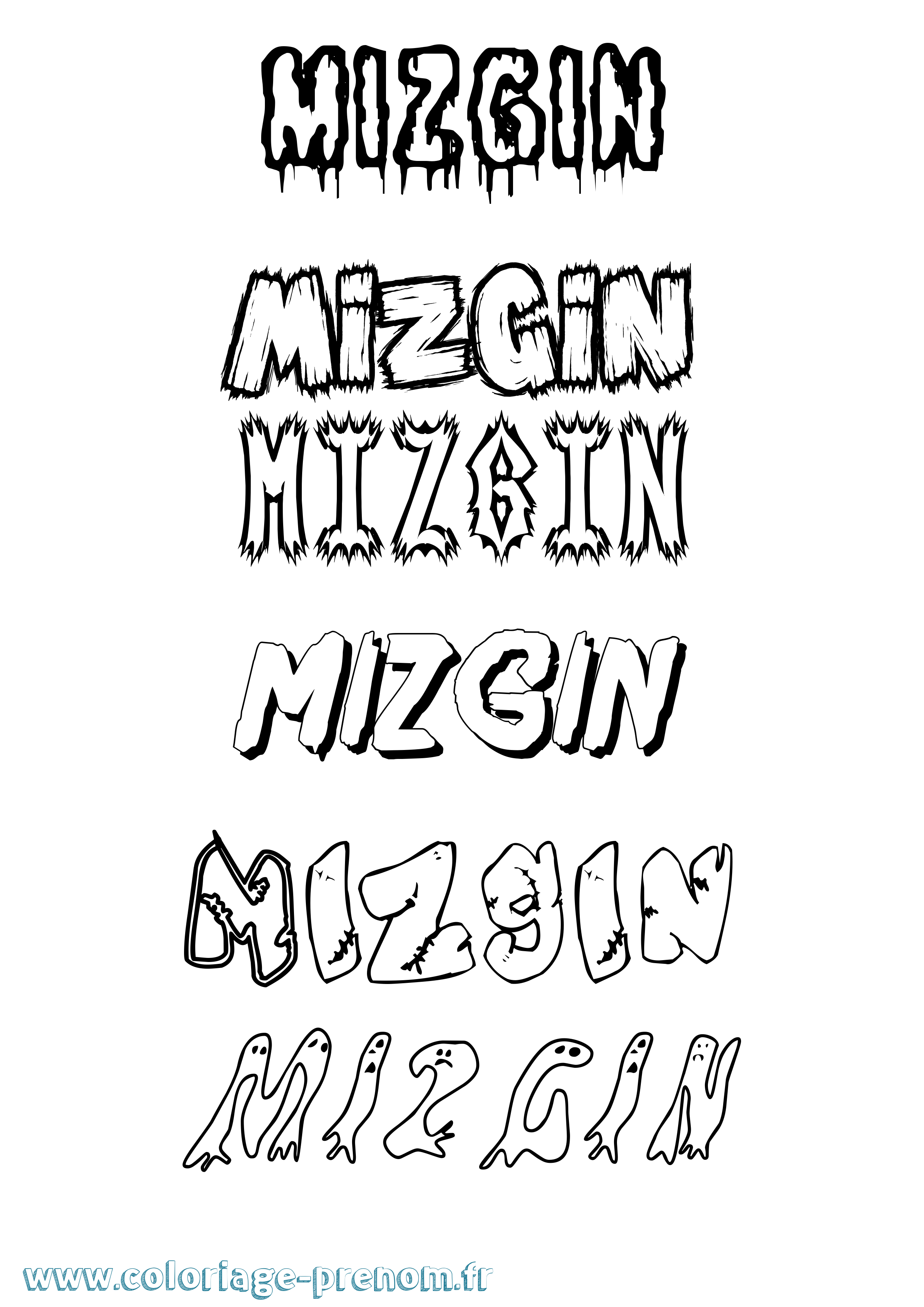 Coloriage Mizgin Frisson Coloriage prénom Mizgin Frisson