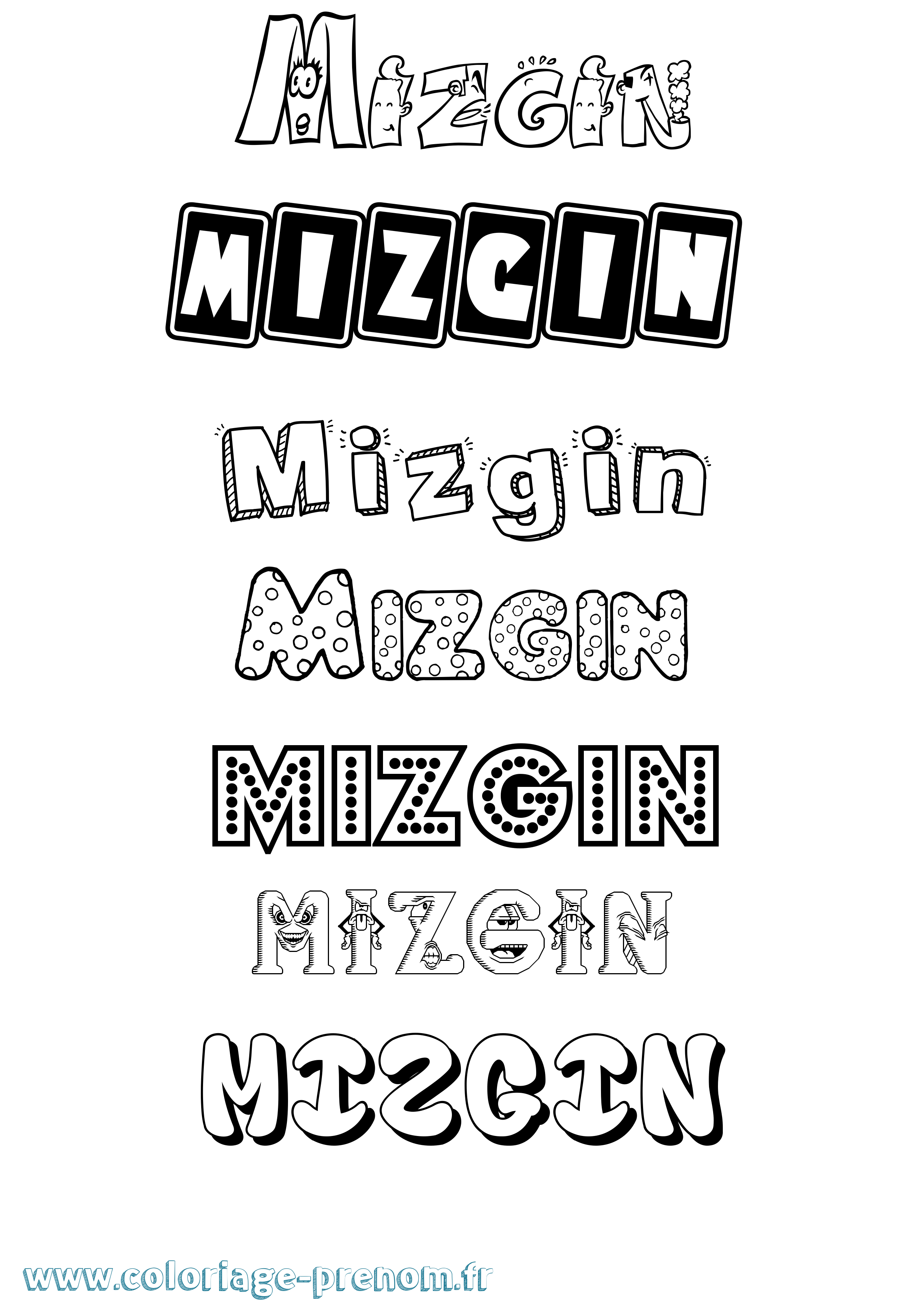 Coloriage Mizgin Fun Coloriage prénom Mizgin Fun