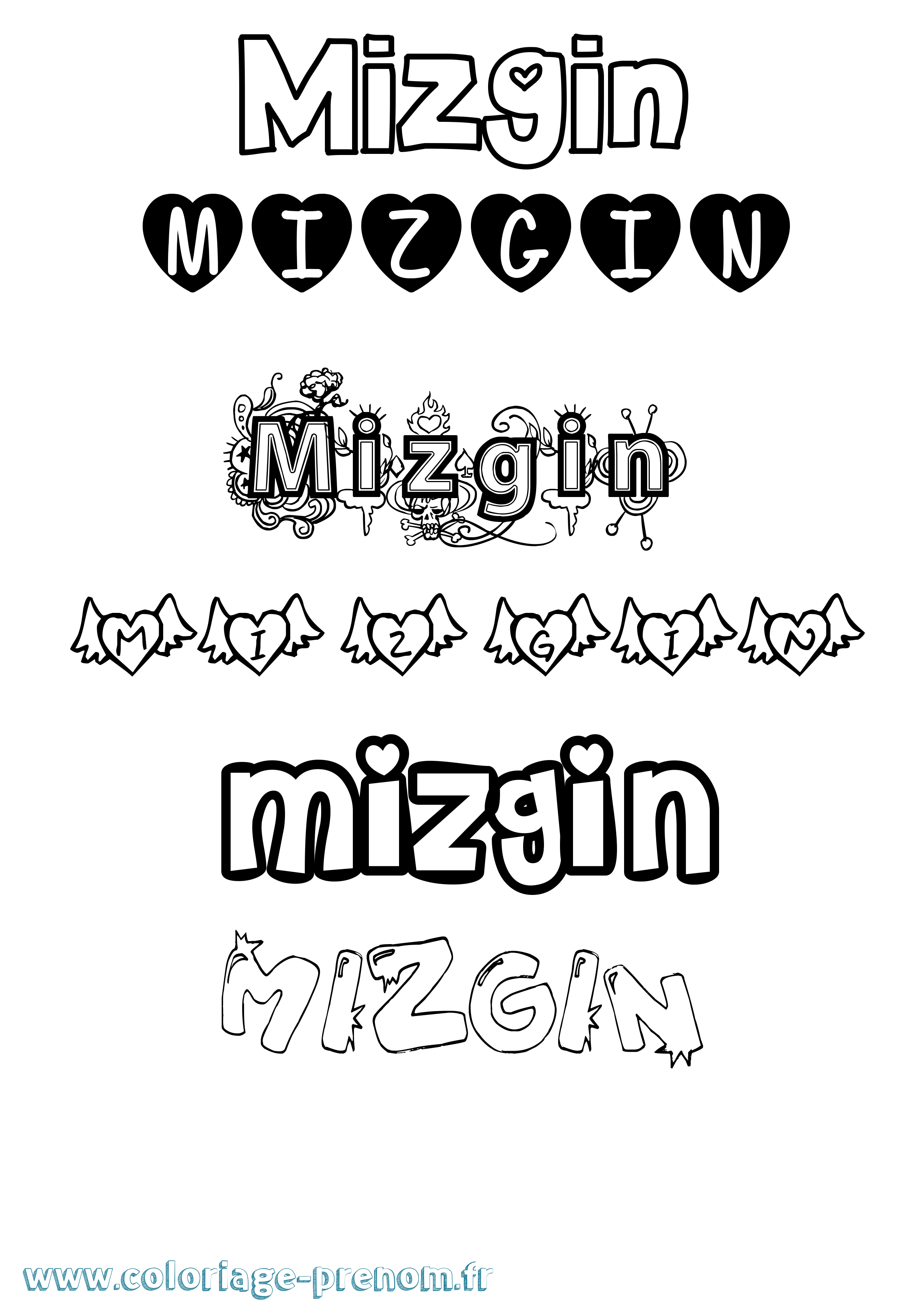 Coloriage Mizgin Girly Coloriage prénom Mizgin Girly