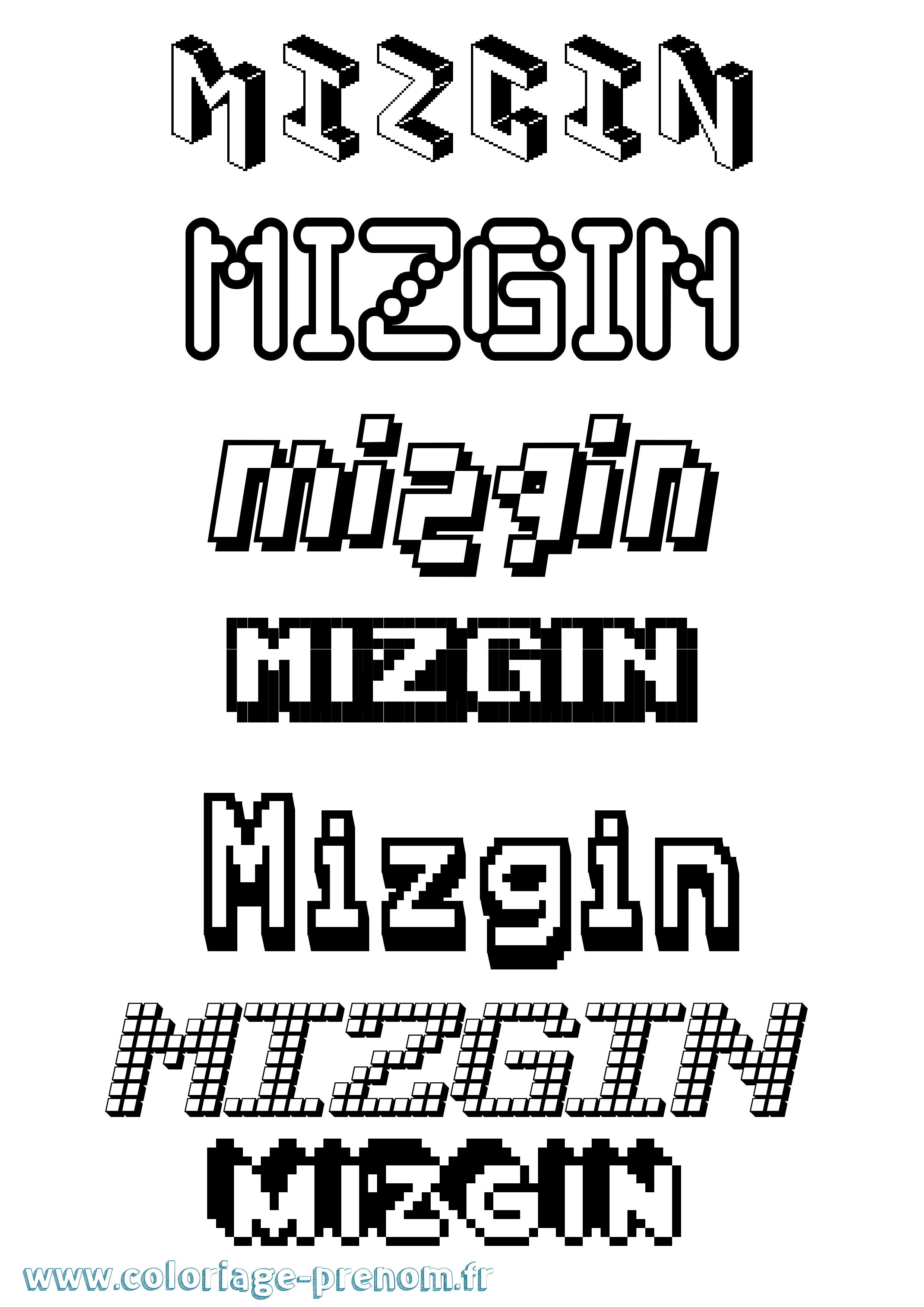 Coloriage Mizgin Pixel Coloriage prénom Mizgin Pixel