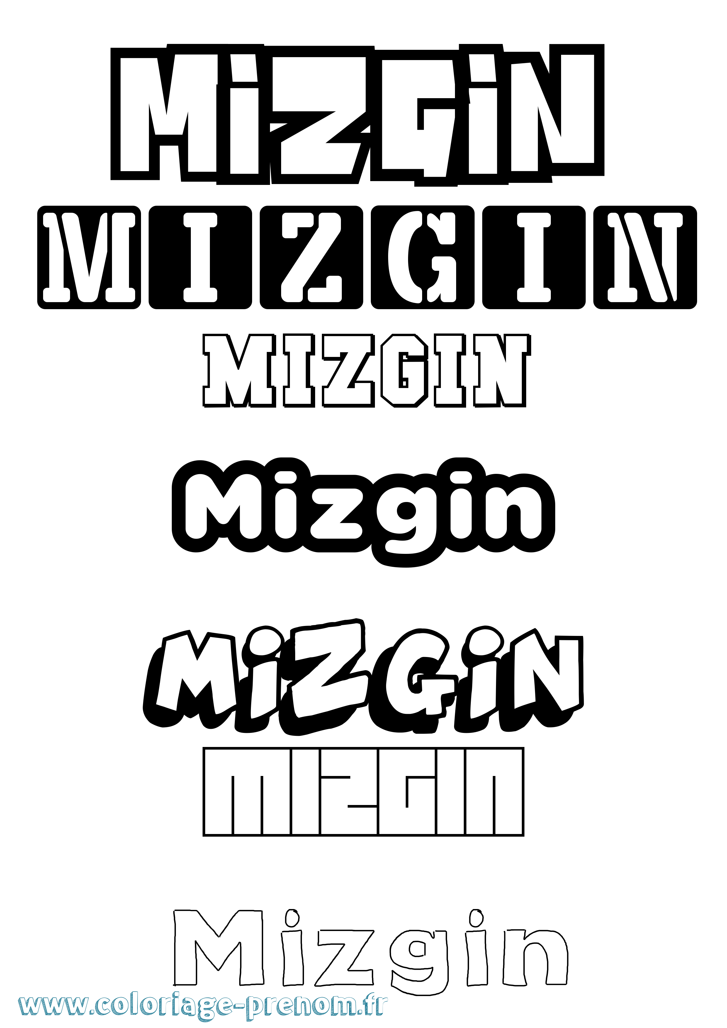 Coloriage Mizgin Simple Coloriage prénom Mizgin Simple