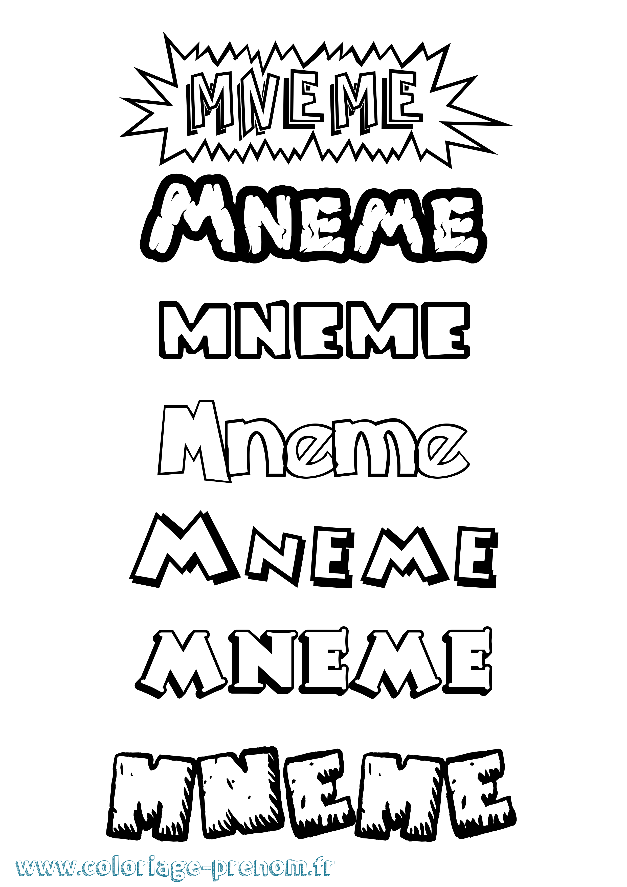 Coloriage Mneme Dessin Animé Coloriage prénom Mneme Dessin Animé