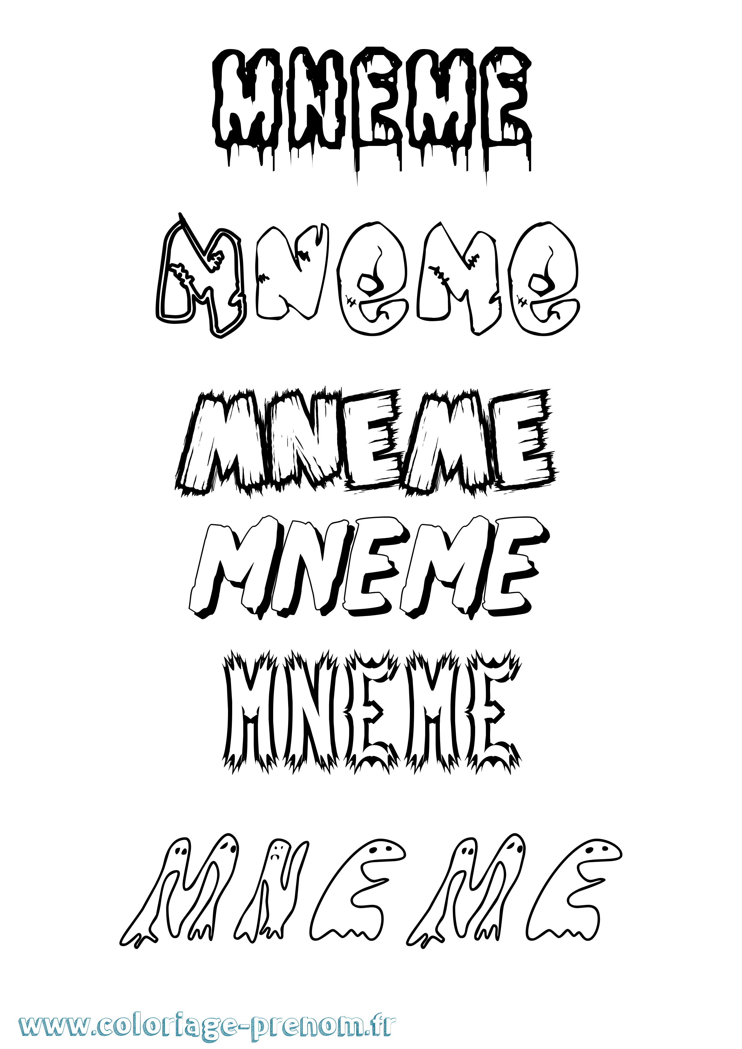 Coloriage Mneme Frisson Coloriage prénom Mneme Frisson
