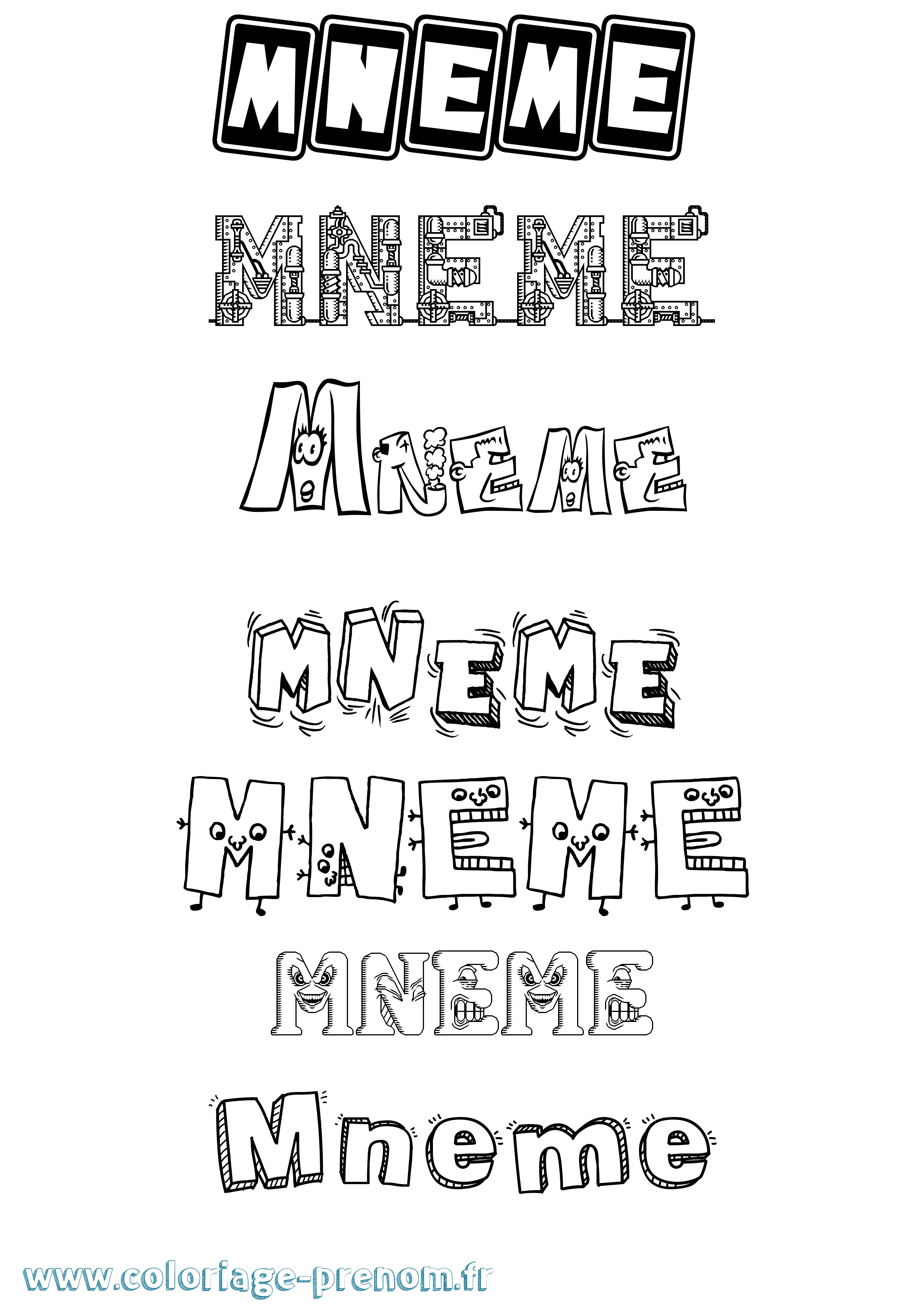 Coloriage Mneme Fun Coloriage prénom Mneme Fun