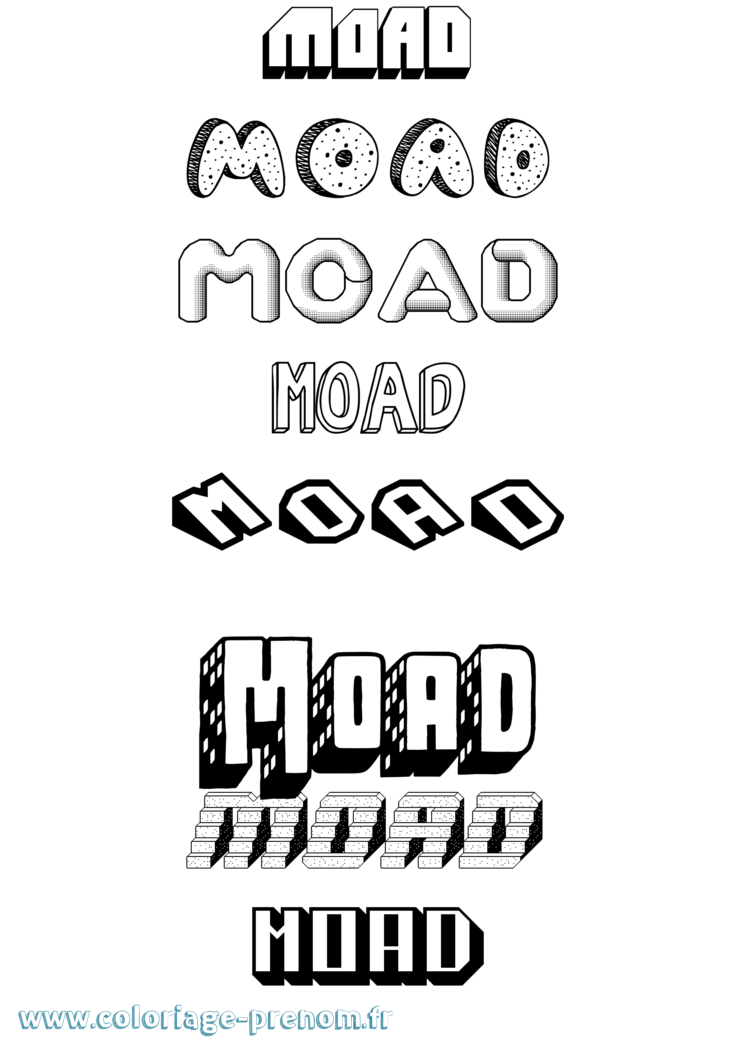 Coloriage Moad Effet 3D Coloriage prénom Moad Effet 3D