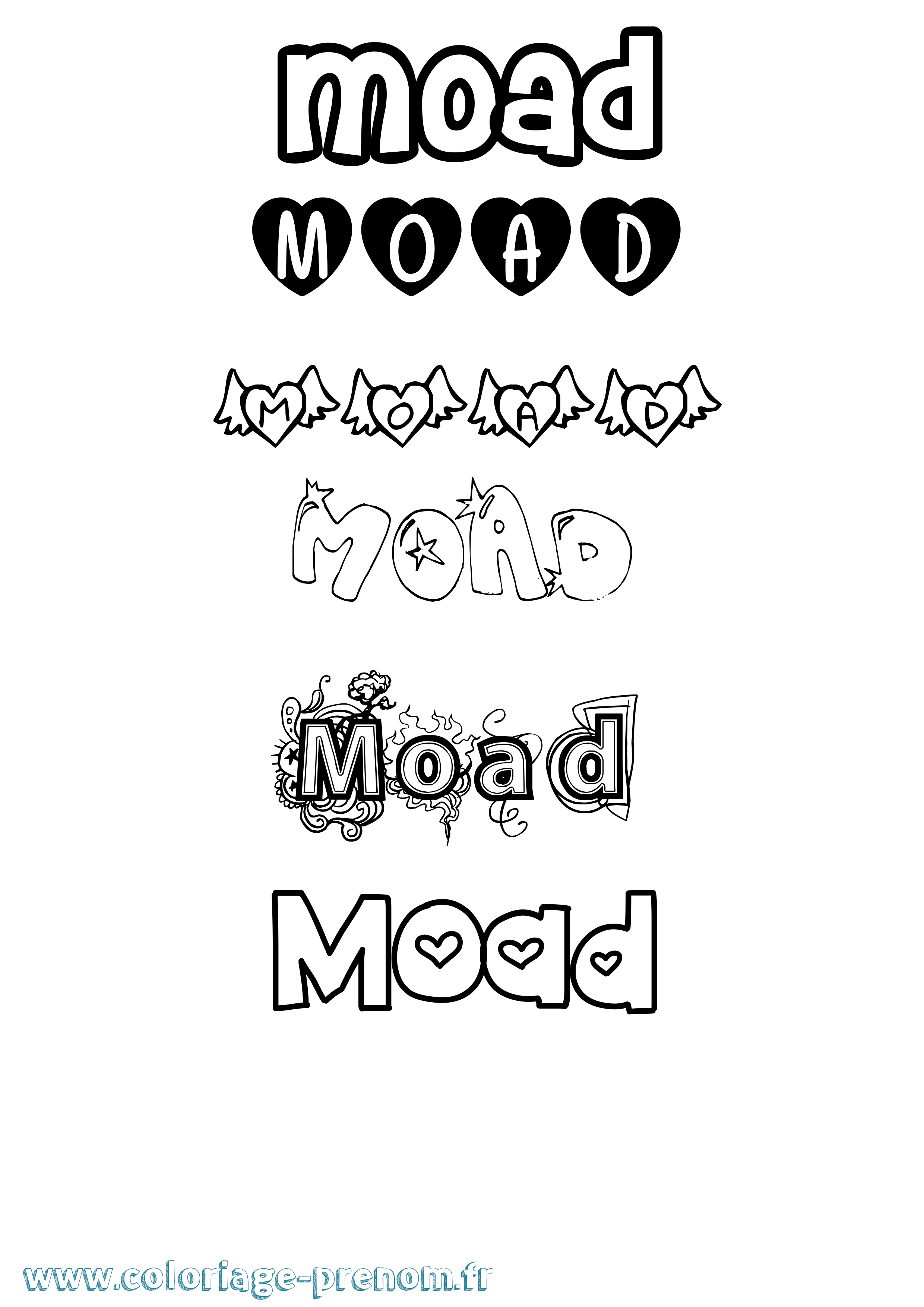 Coloriage Moad Girly Coloriage prénom Moad Girly