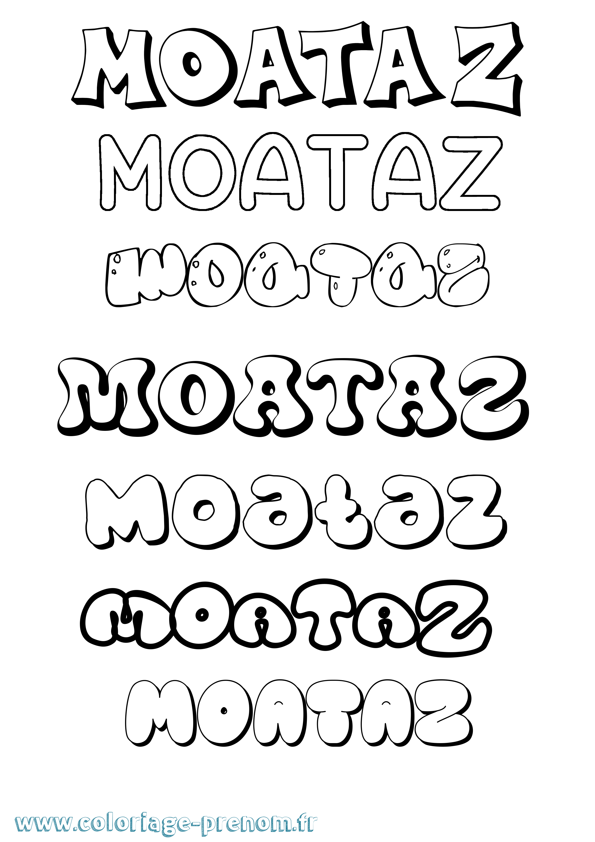 Coloriage Moataz Bubble Coloriage prénom Moataz Bubble