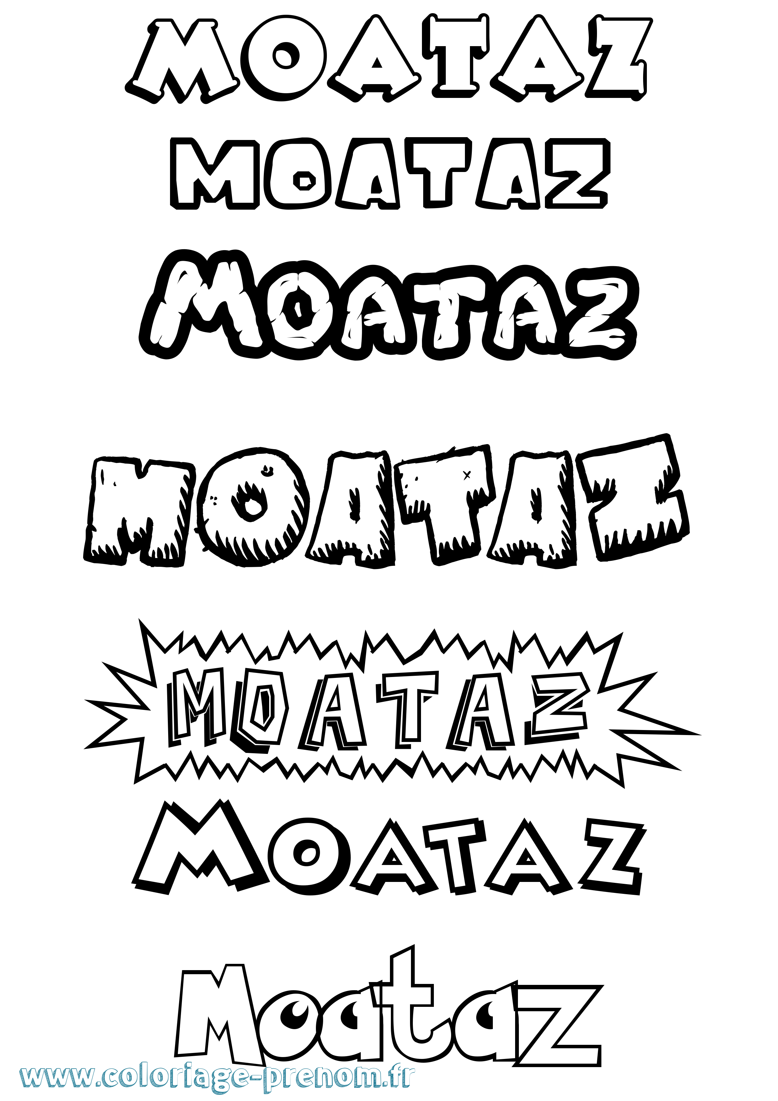 Coloriage Moataz Dessin Animé Coloriage prénom Moataz Dessin Animé