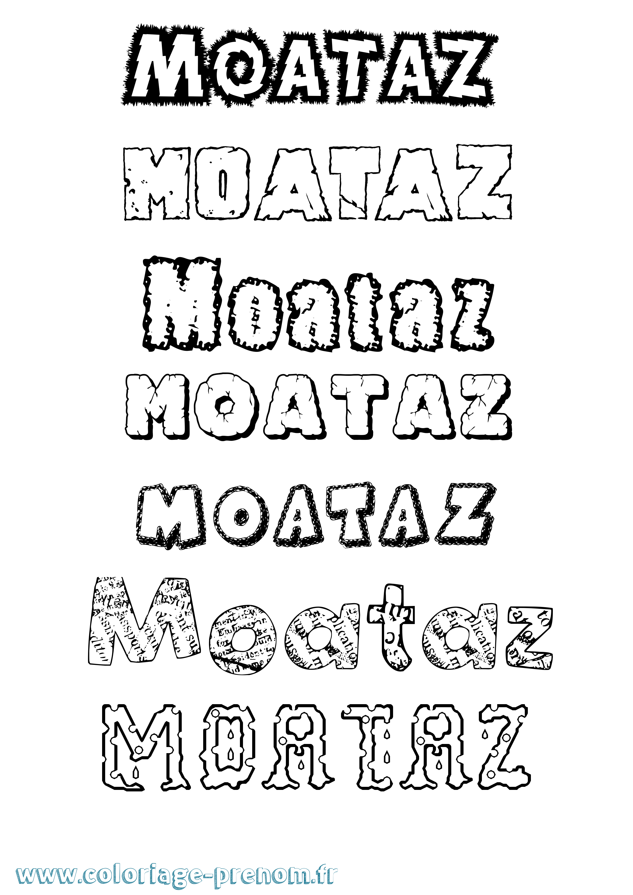 Coloriage Moataz Destructuré Coloriage prénom Moataz Destructuré