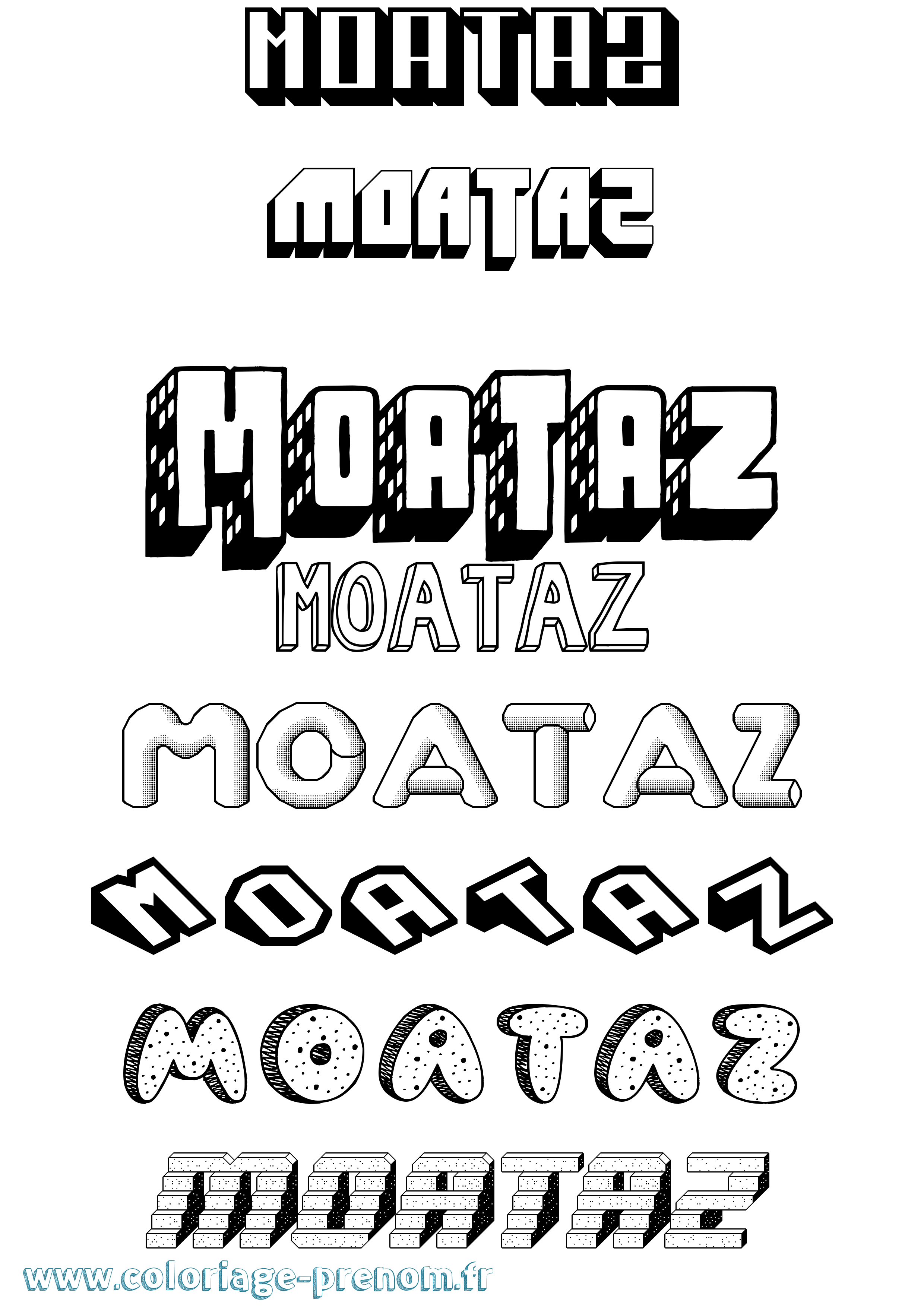 Coloriage Moataz Effet 3D Coloriage prénom Moataz Effet 3D