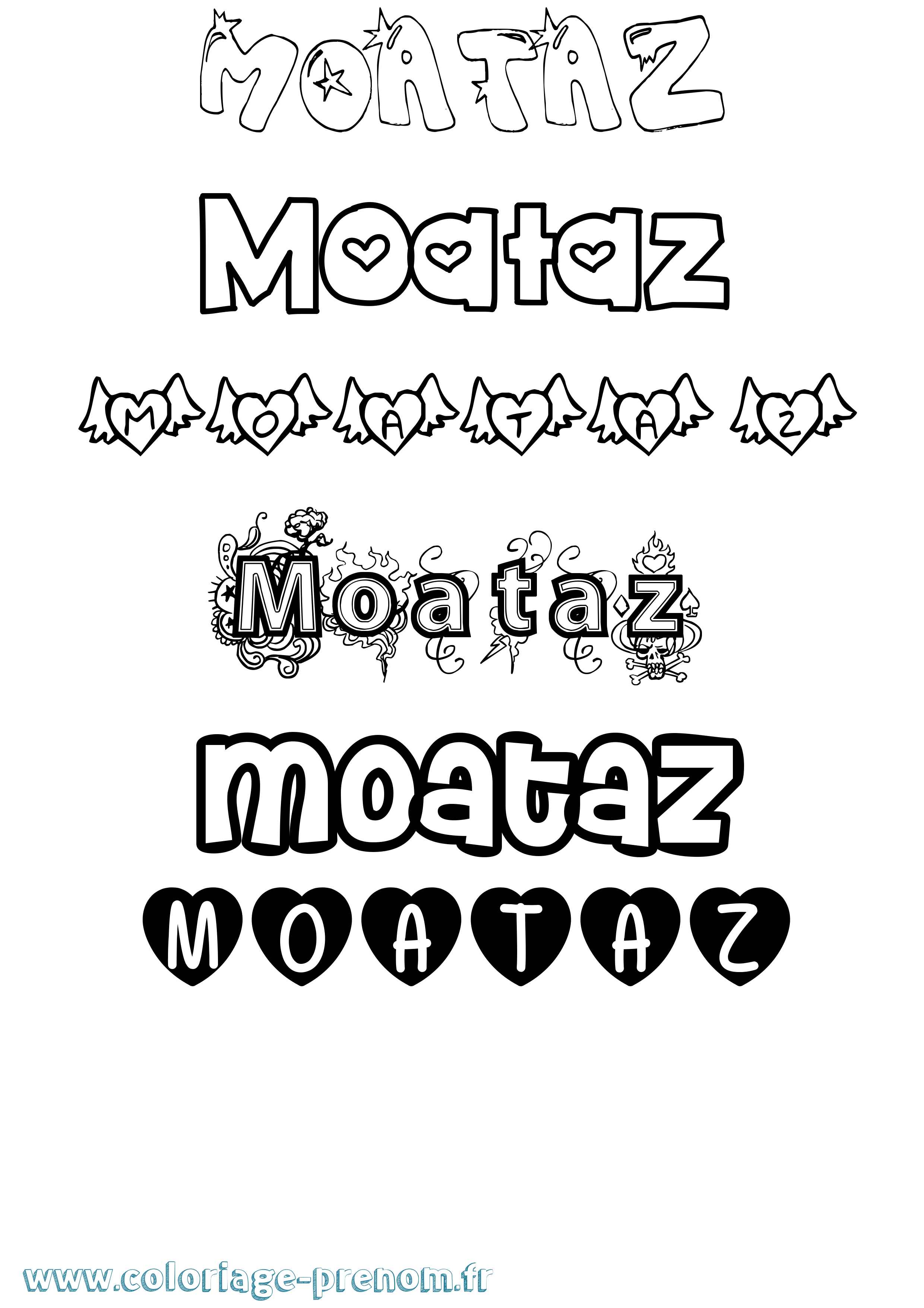 Coloriage Moataz Girly Coloriage prénom Moataz Girly