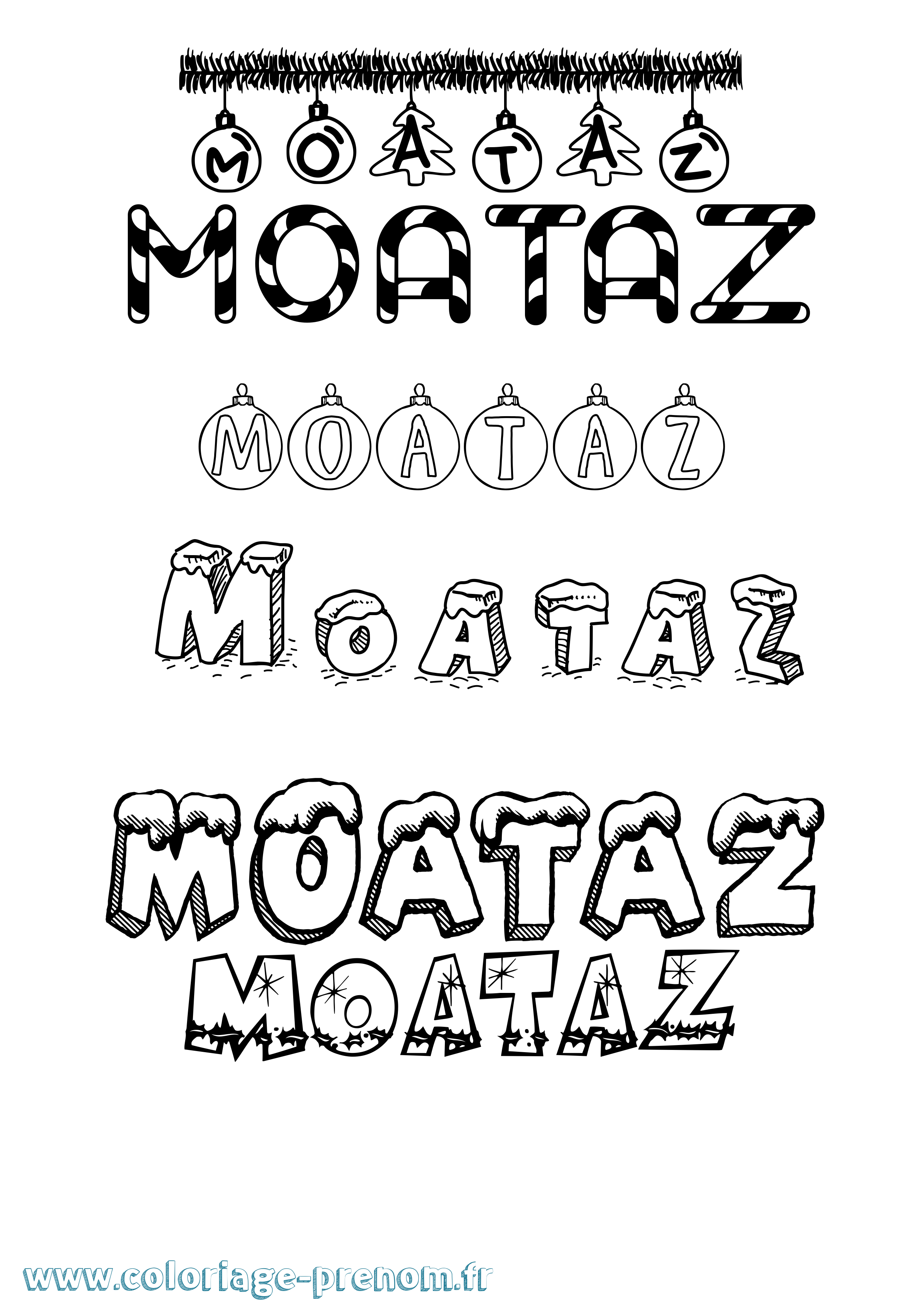 Coloriage Moataz Noël Coloriage prénom Moataz Noël
