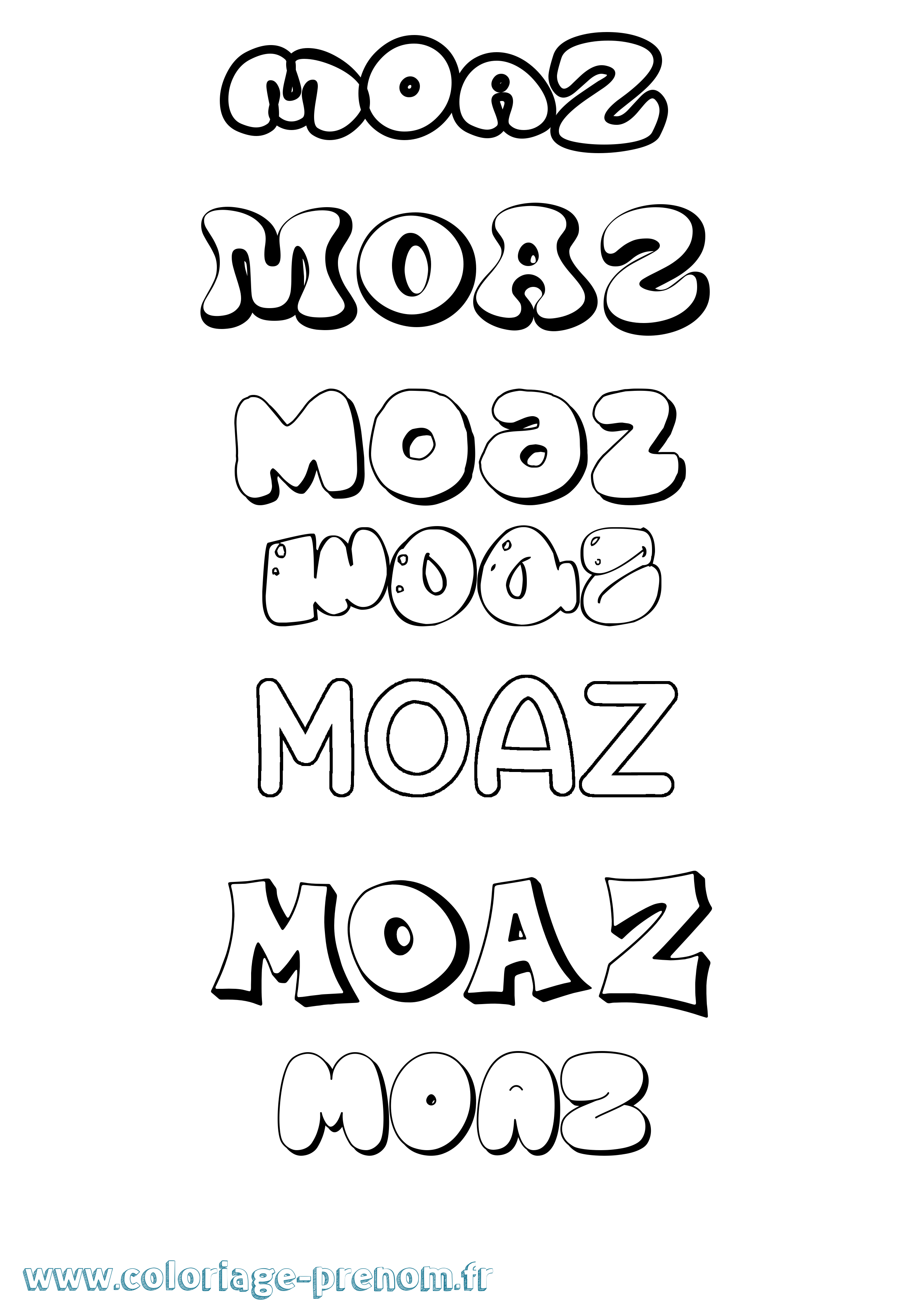 Coloriage Moaz Bubble Coloriage prénom Moaz Bubble