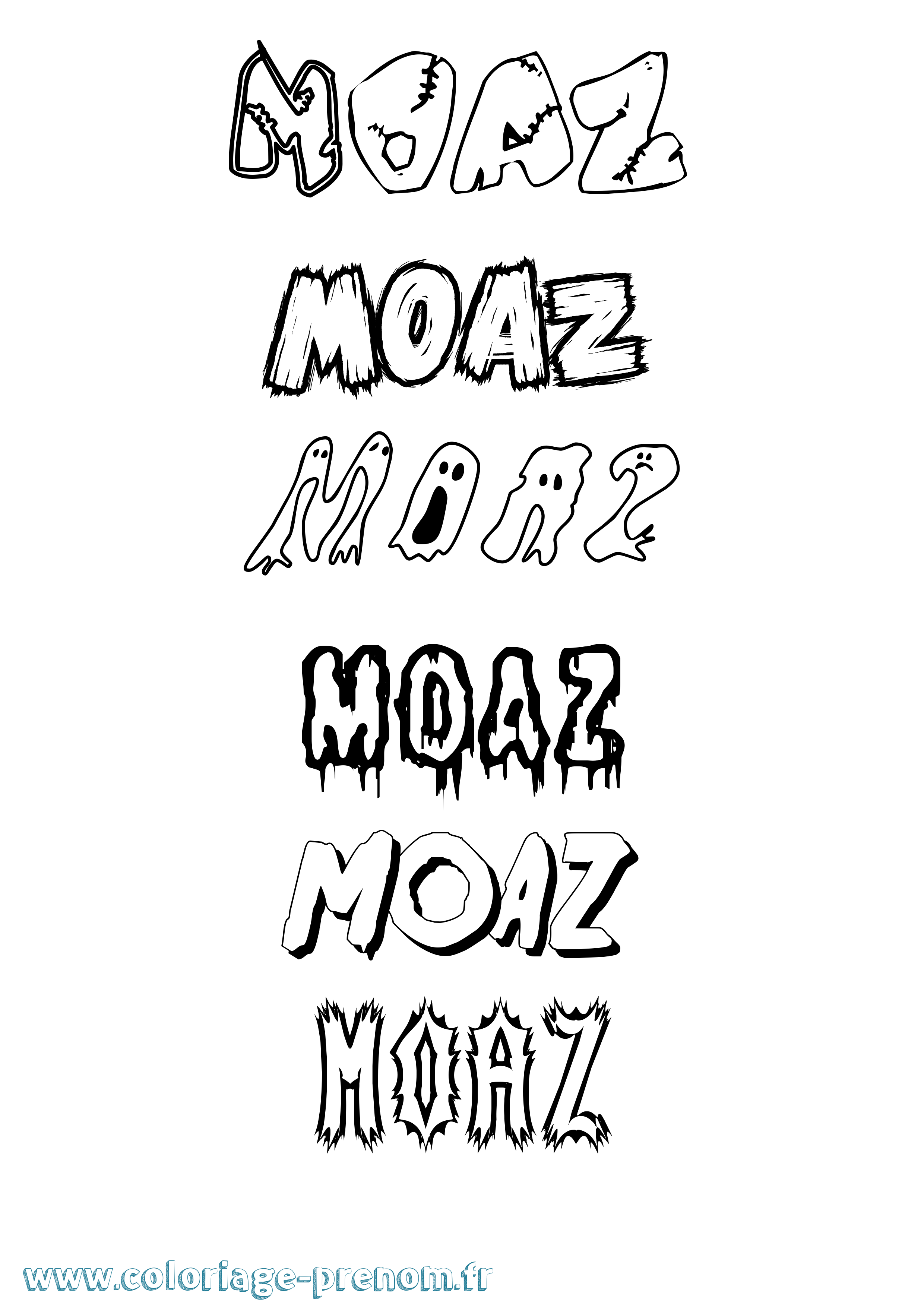 Coloriage Moaz Frisson Coloriage prénom Moaz Frisson