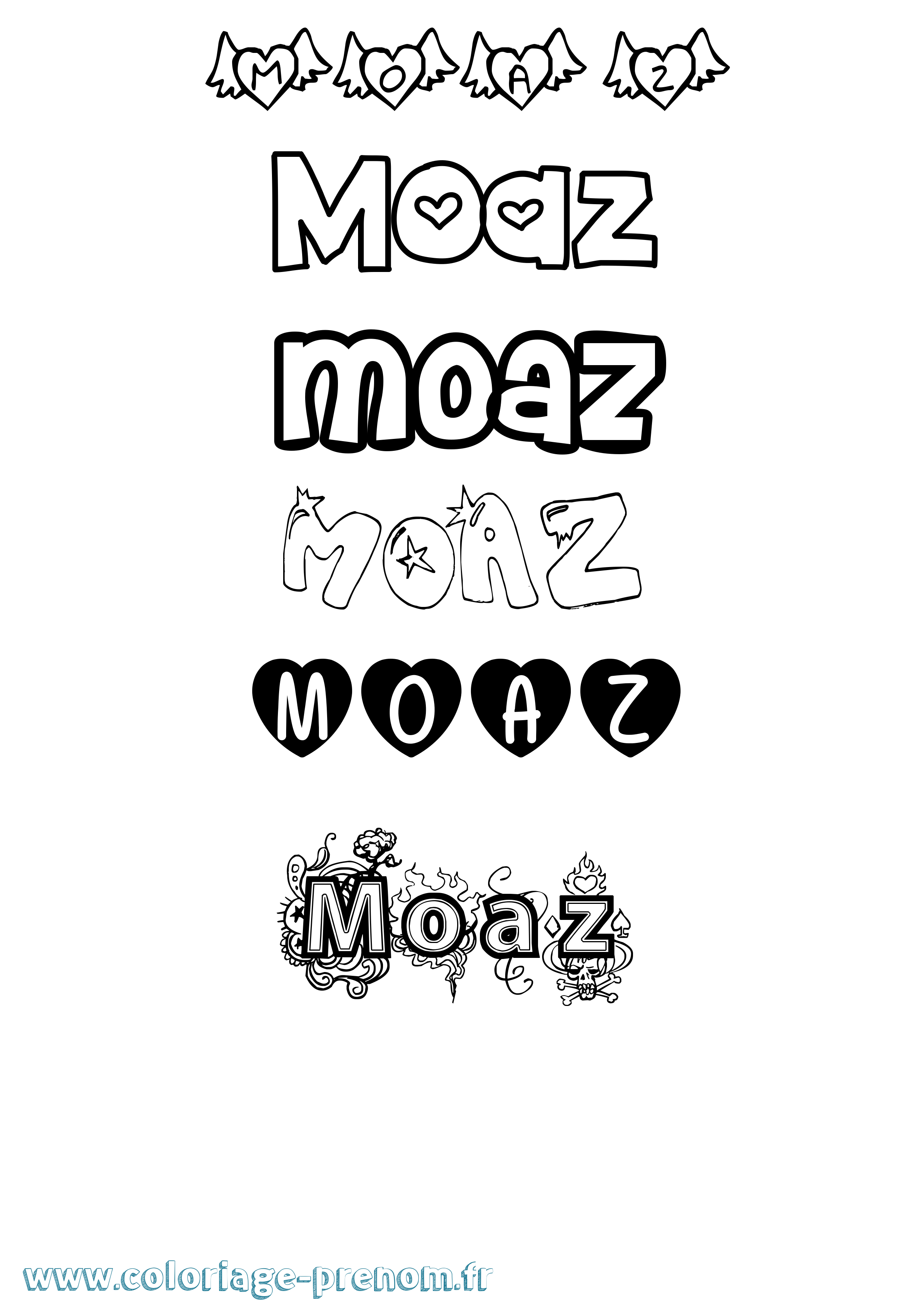 Coloriage Moaz Girly Coloriage prénom Moaz Girly