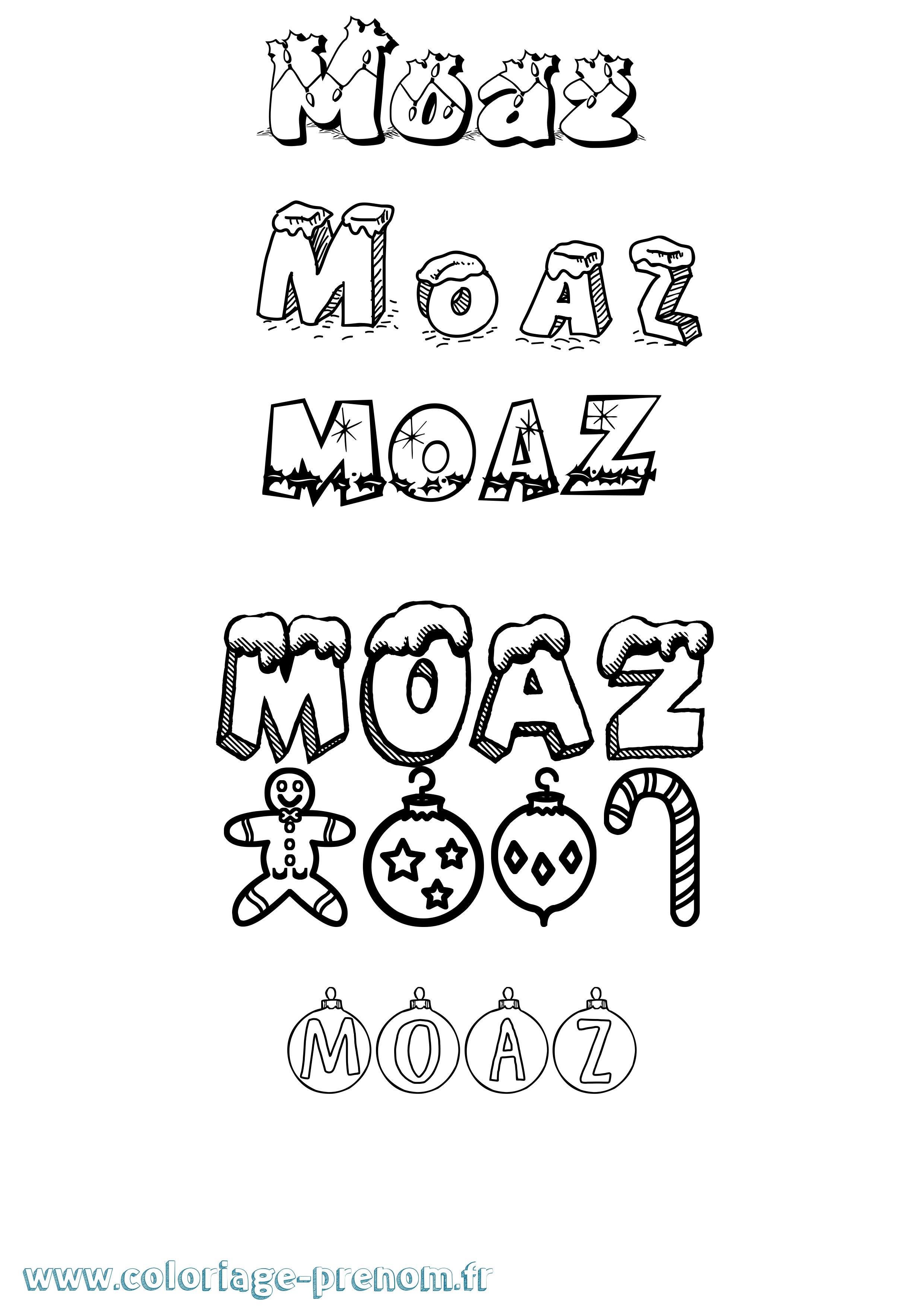 Coloriage Moaz Noël Coloriage prénom Moaz Noël
