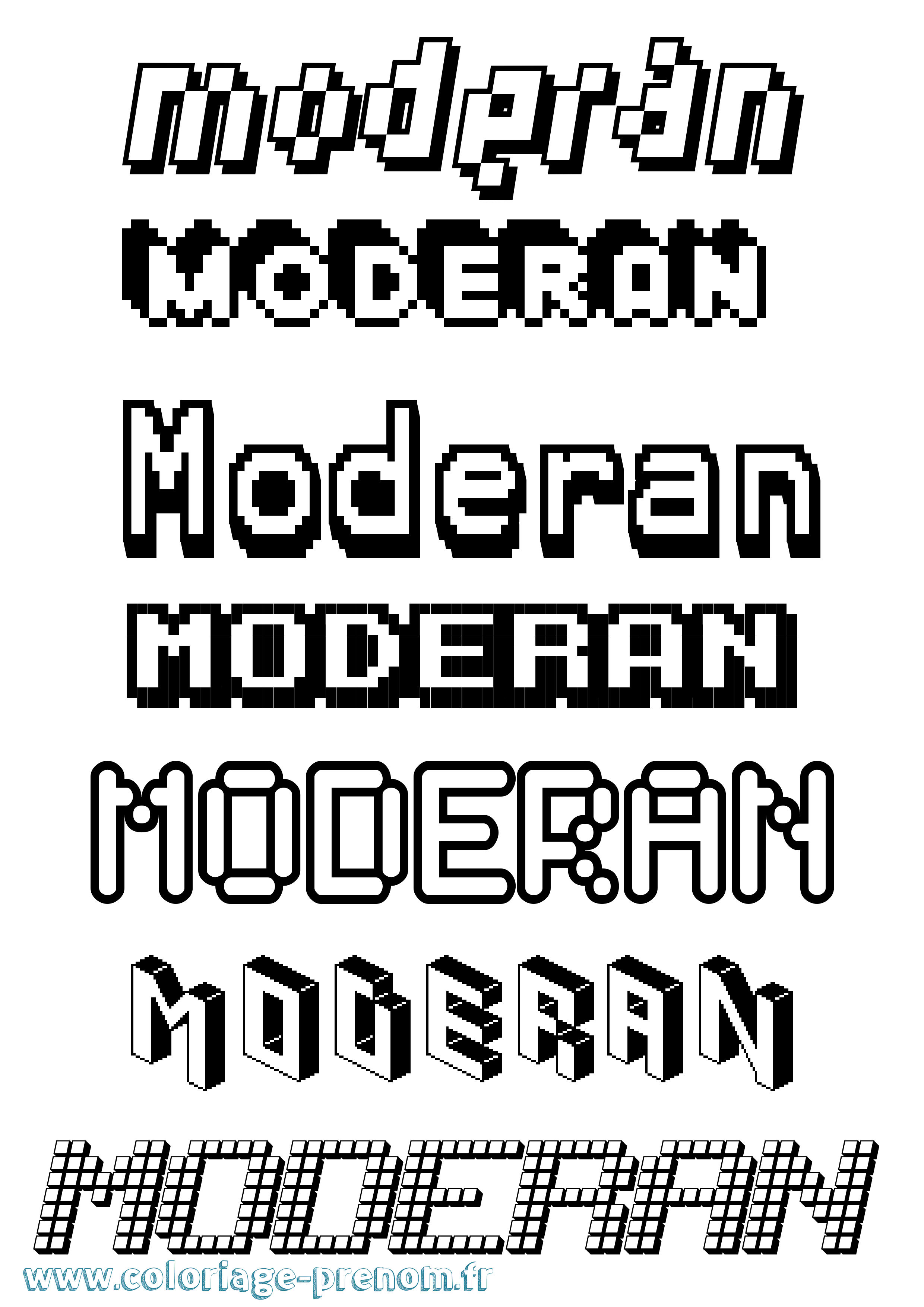 Coloriage Moderan Pixel Coloriage prénom Moderan Pixel