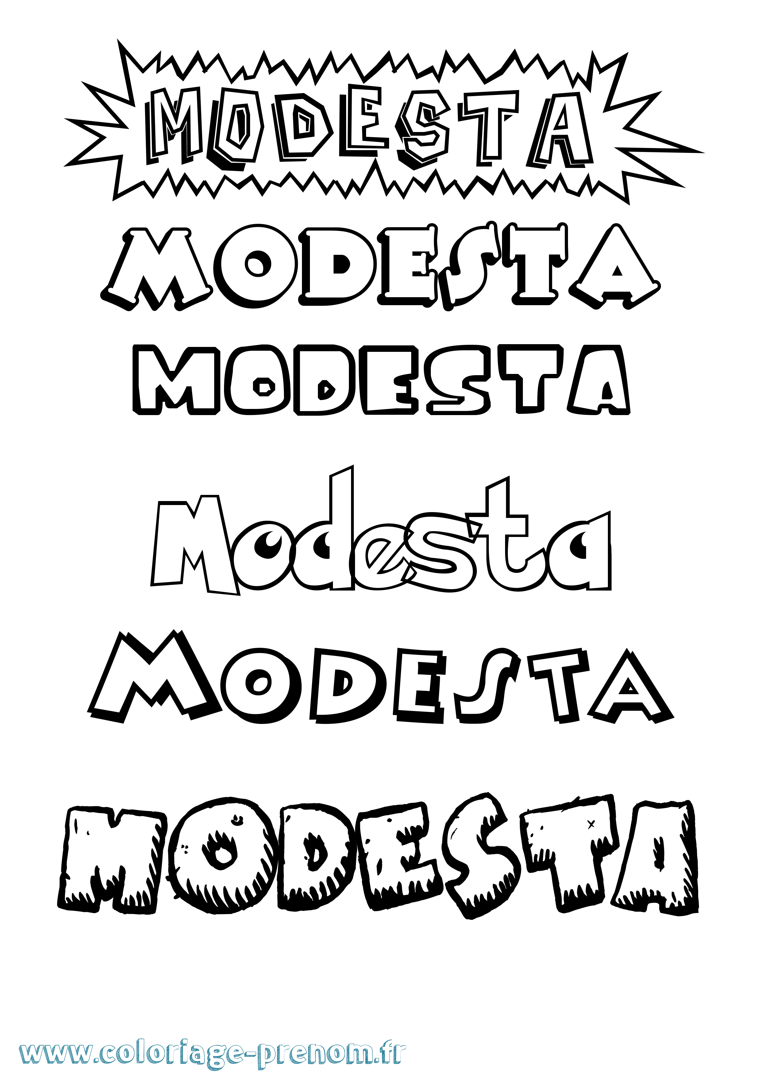 Coloriage Modesta Dessin Animé Coloriage prénom Modesta Dessin Animé