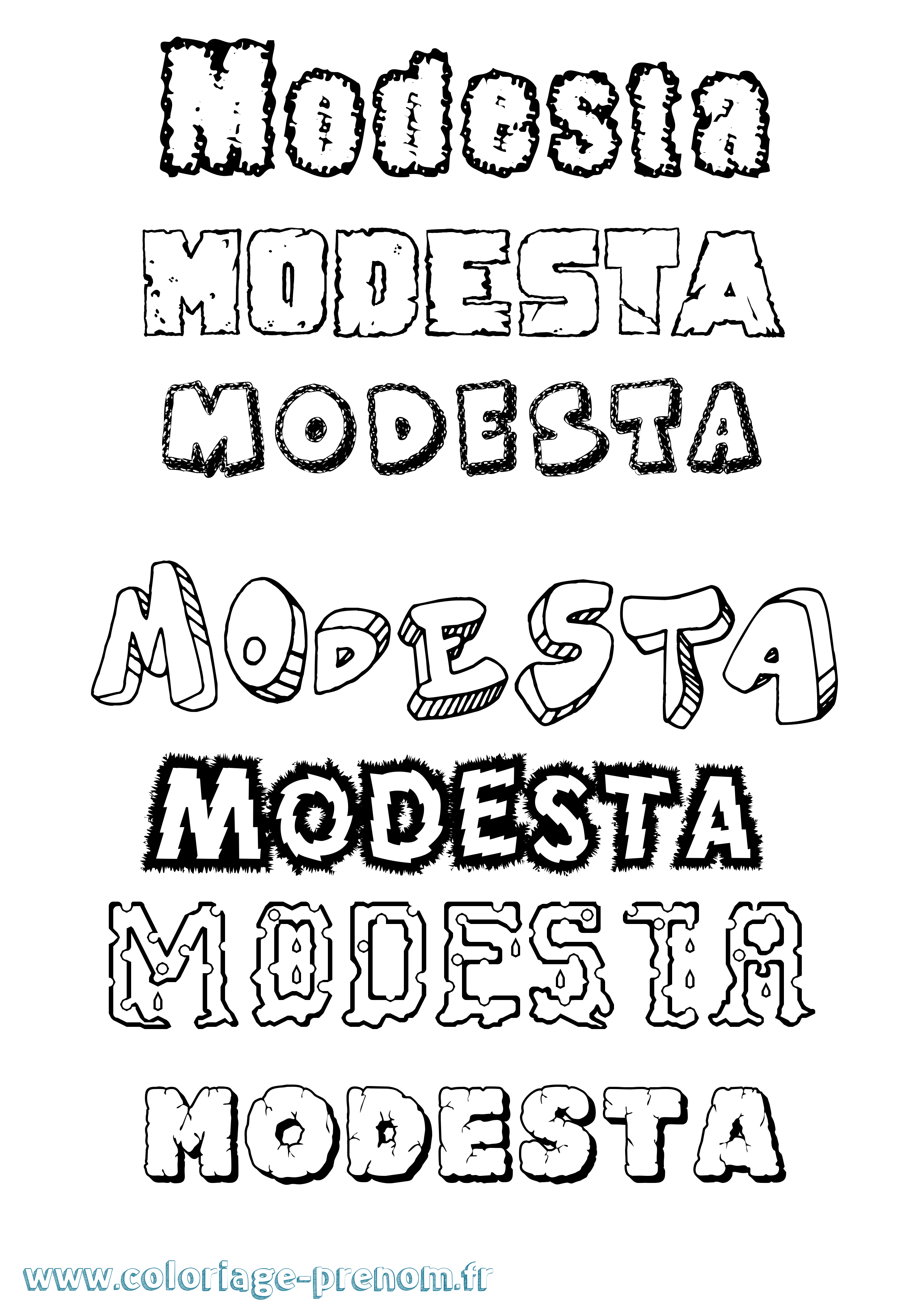 Coloriage Modesta Destructuré Coloriage prénom Modesta Destructuré