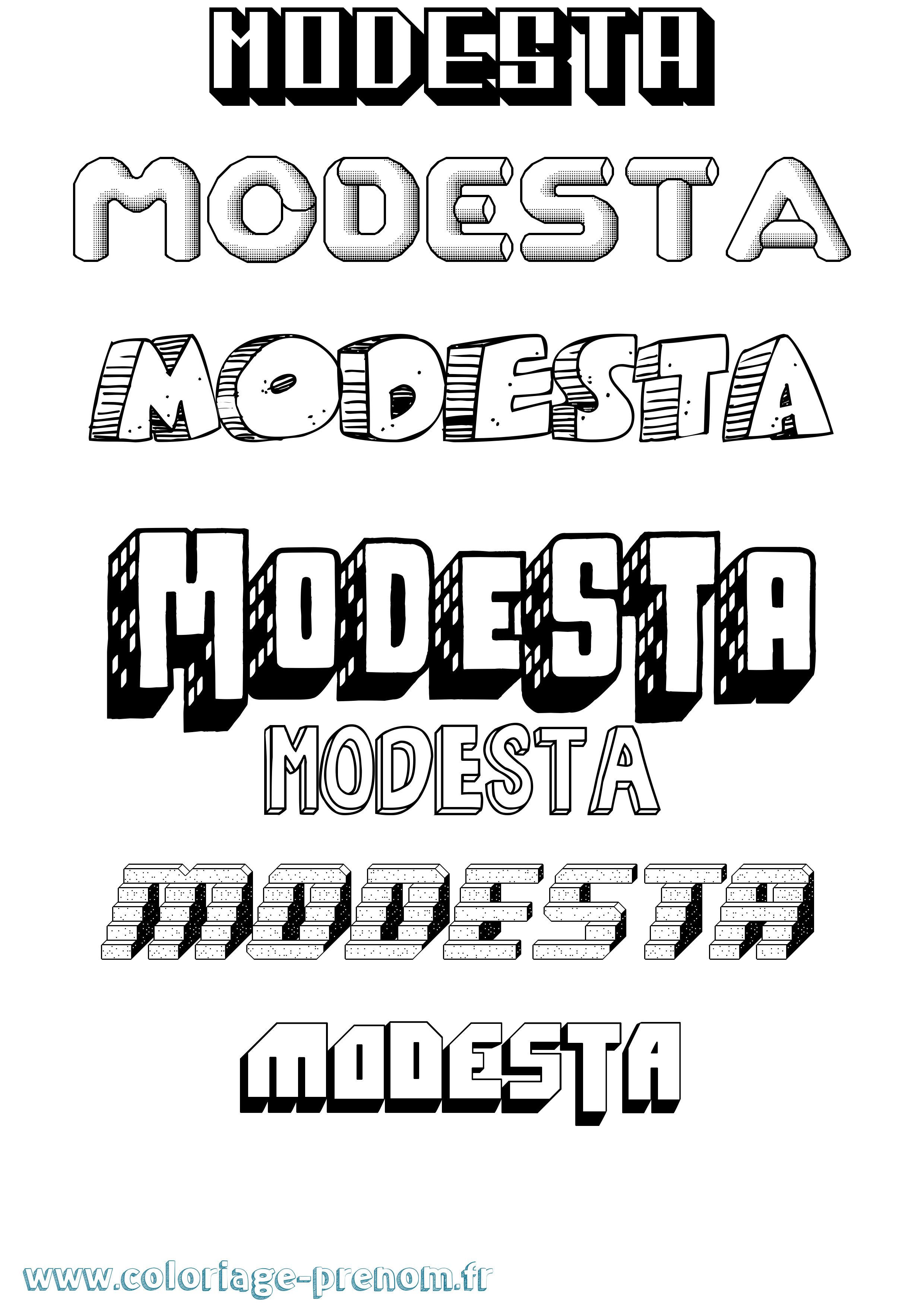 Coloriage Modesta Effet 3D Coloriage prénom Modesta Effet 3D