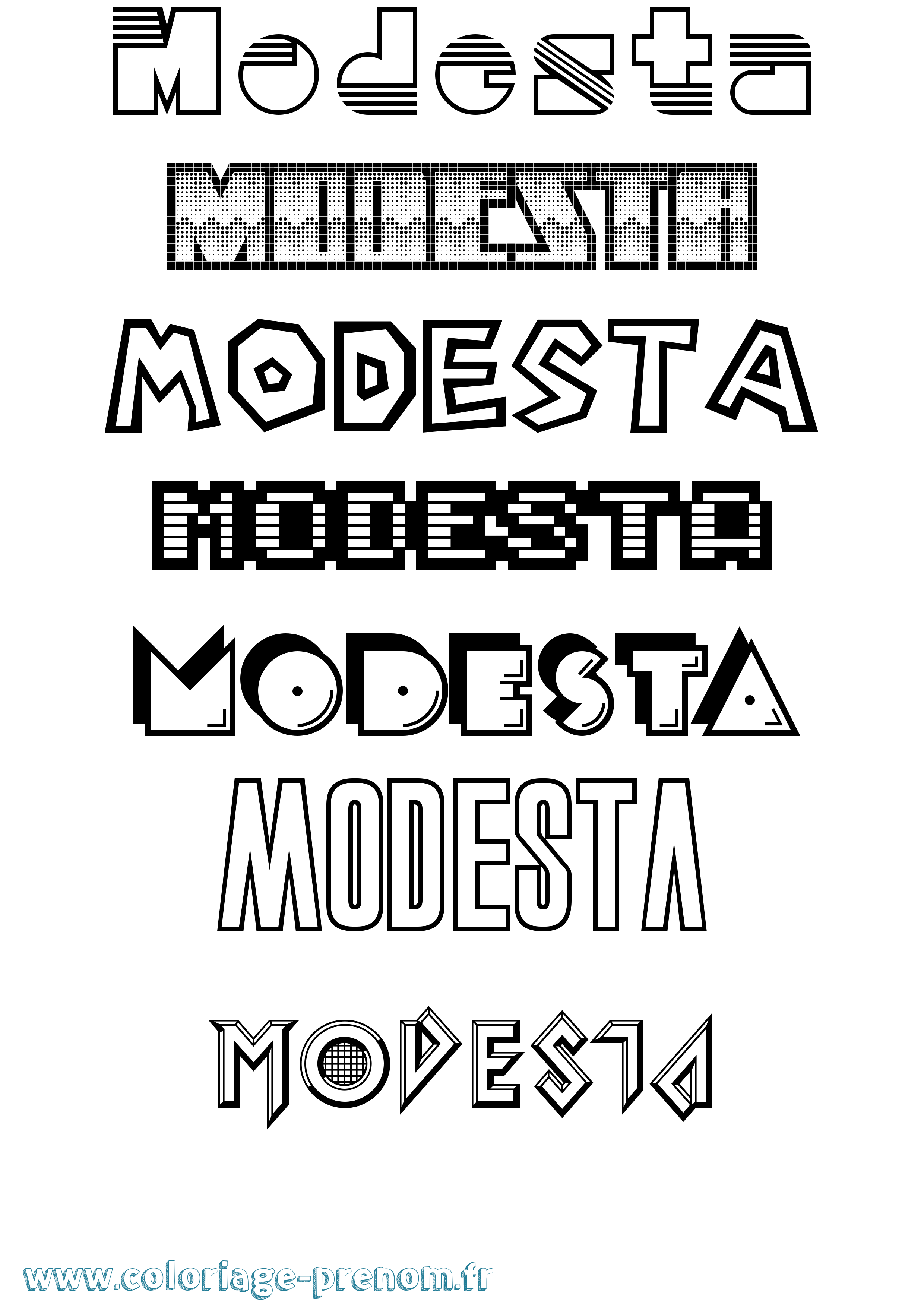 Coloriage Modesta Jeux Vidéos Coloriage prénom Modesta Jeux Vidéos