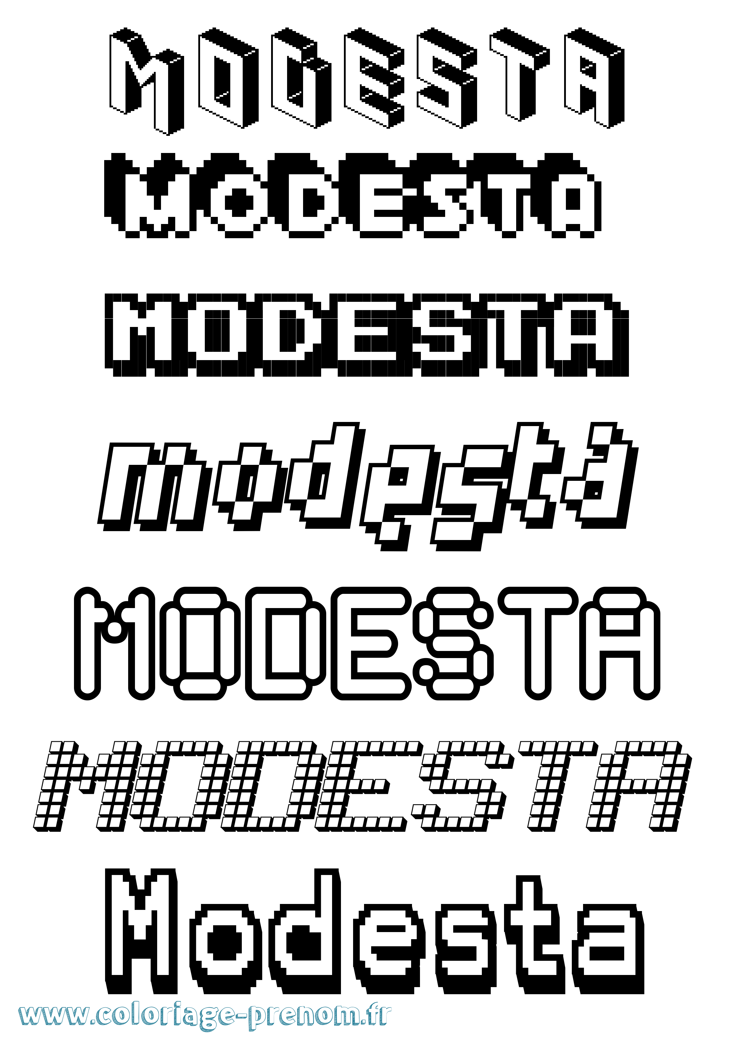 Coloriage Modesta Pixel Coloriage prénom Modesta Pixel