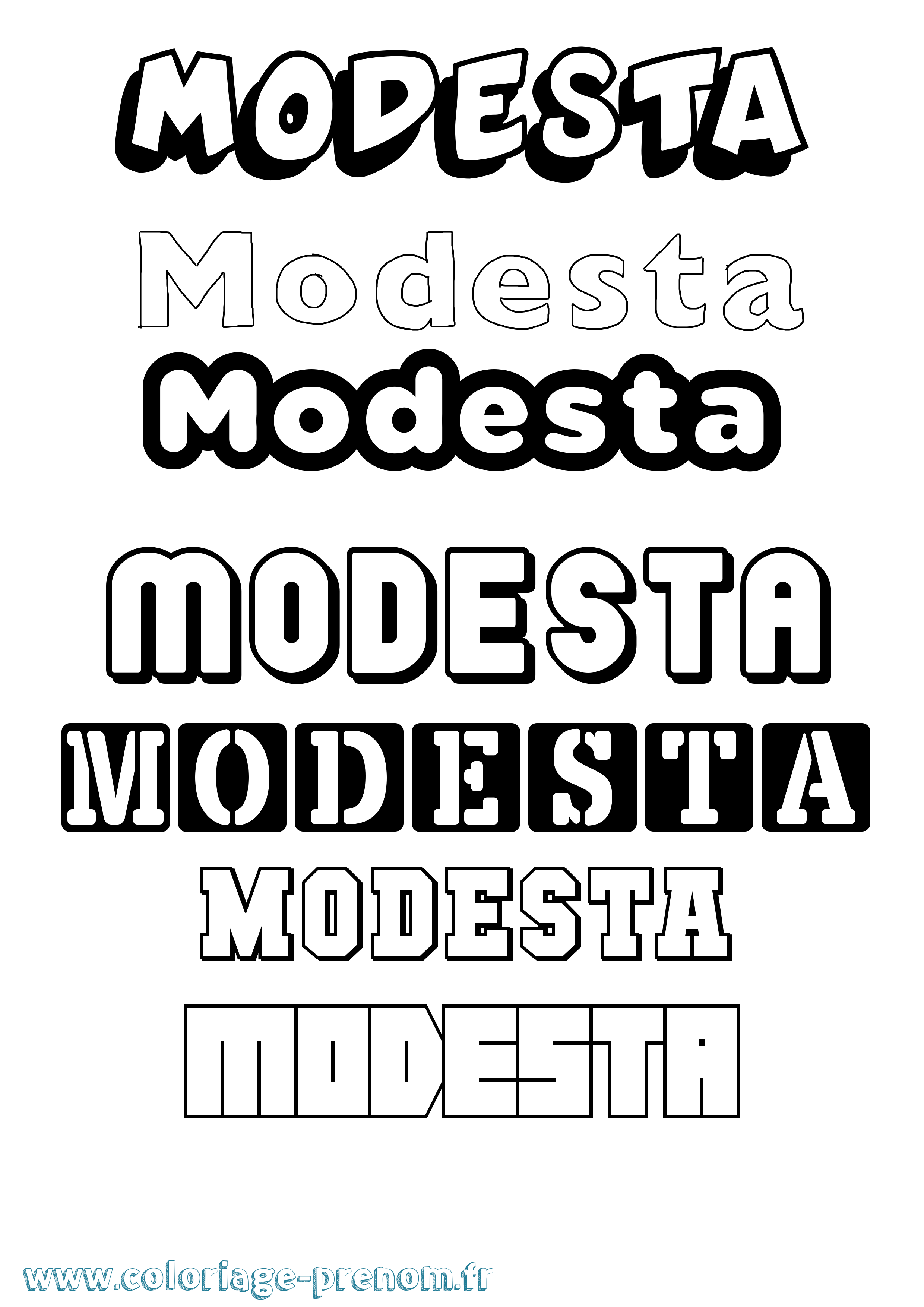 Coloriage Modesta Simple Coloriage prénom Modesta Simple