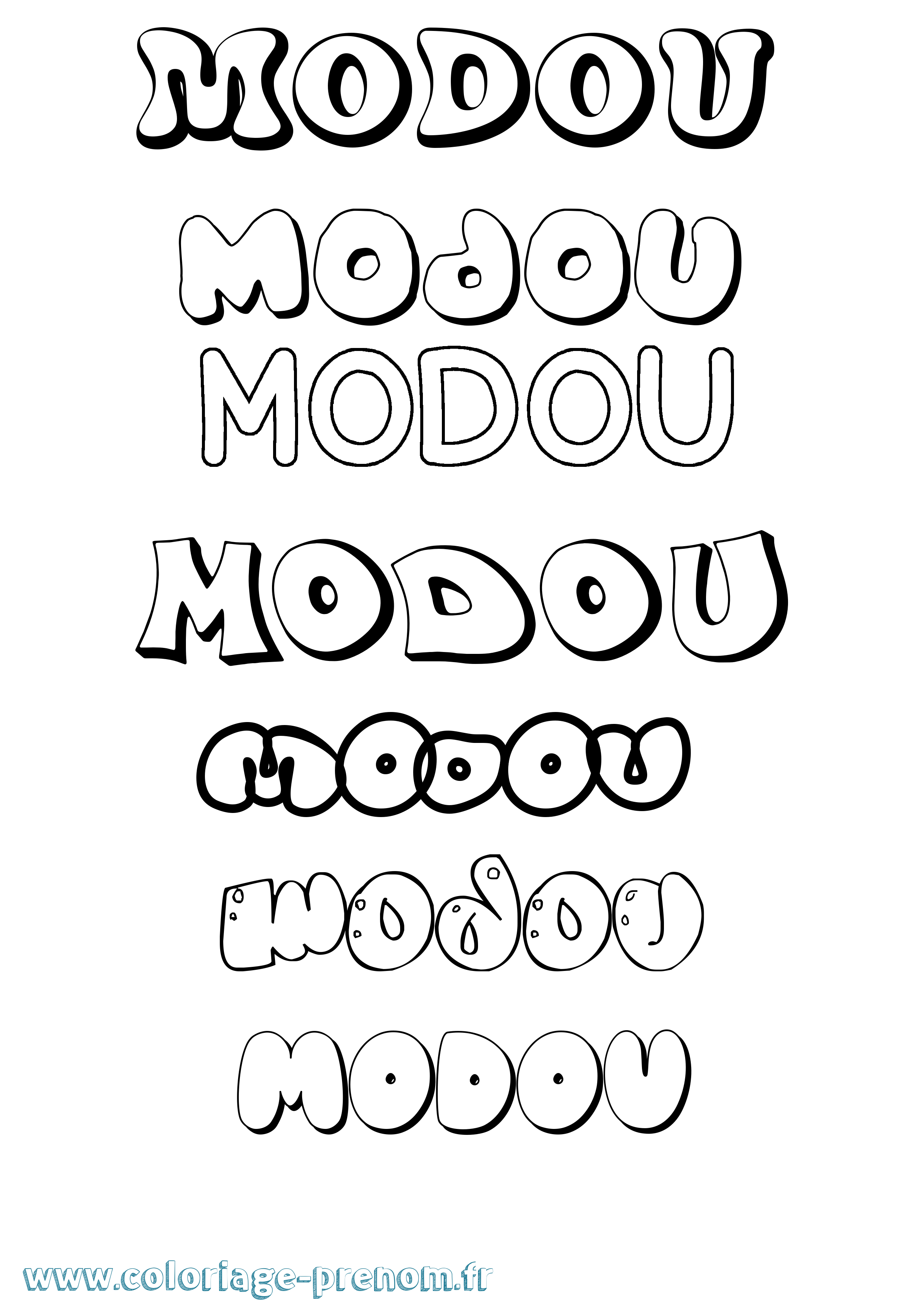 Coloriage Modou Bubble Coloriage prénom Modou Bubble