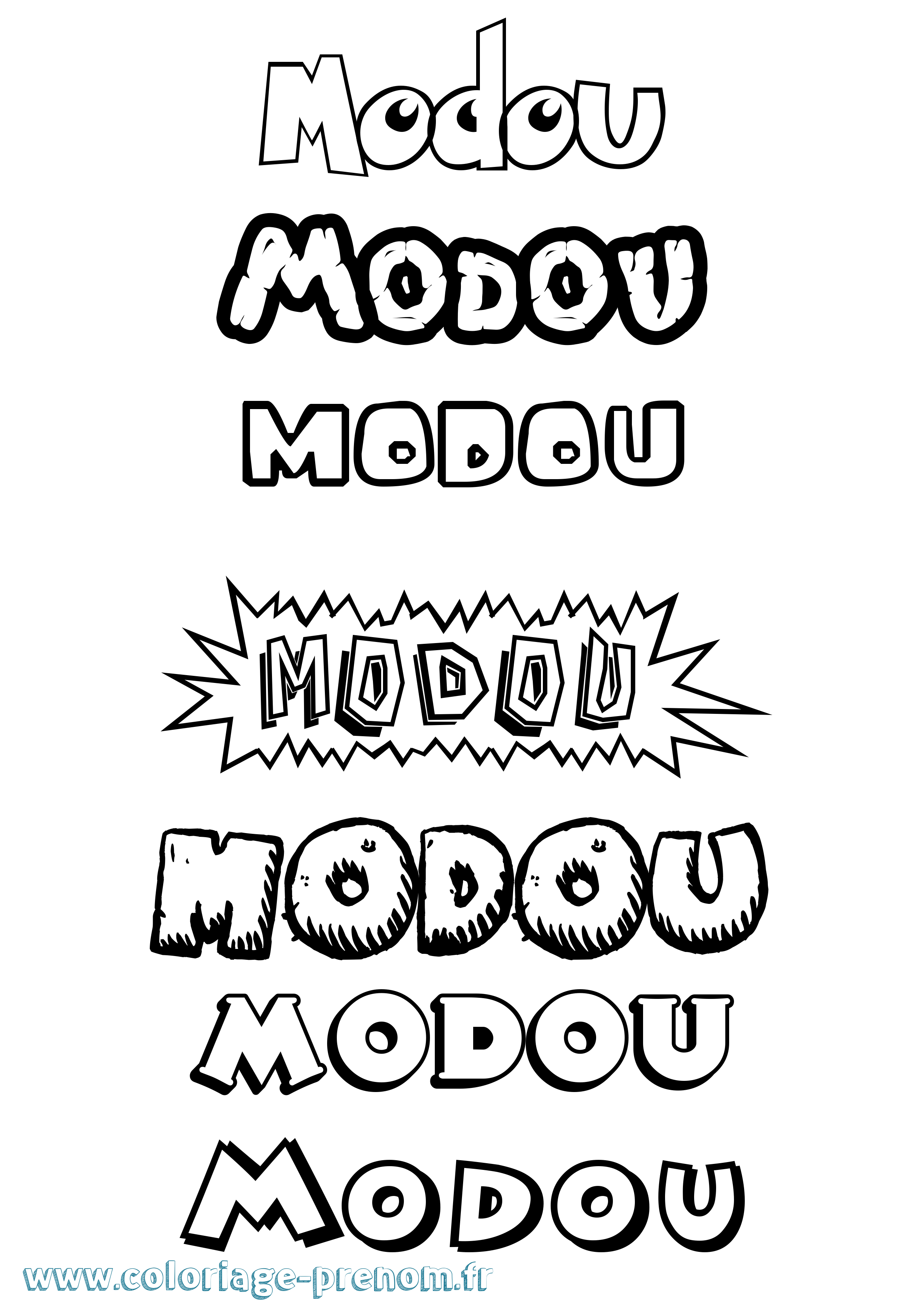 Coloriage Modou Dessin Animé Coloriage prénom Modou Dessin Animé